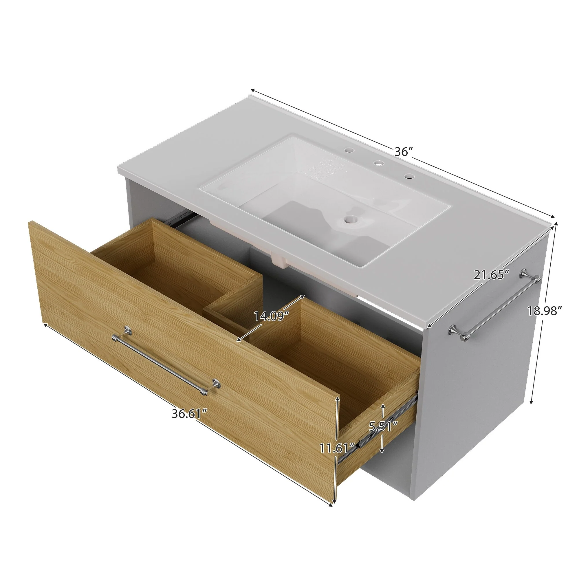 36-Inch Minimalist MDF Bathroom Vanity with Sink – Sleek and Simple Design for Modern Spaces