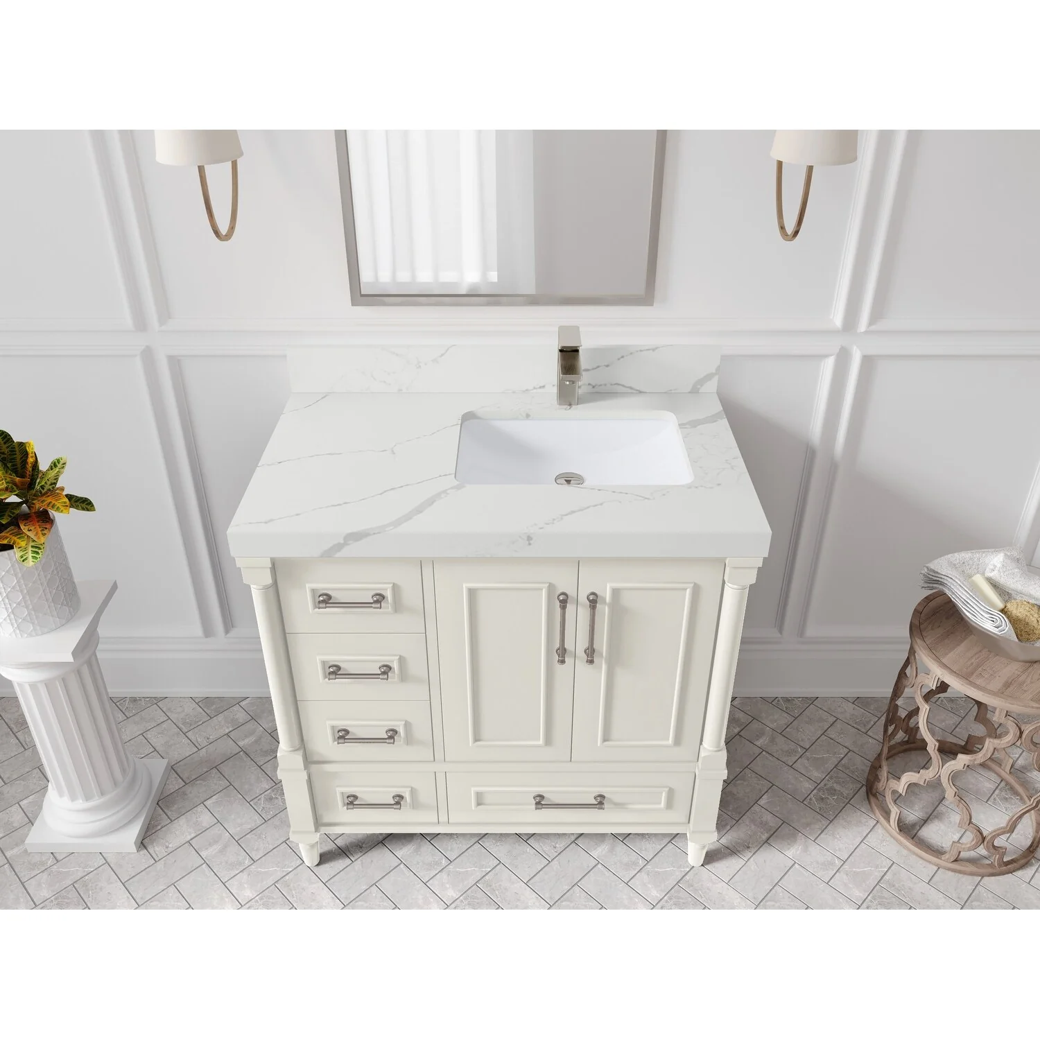 Willow Collections 36 in. W x 22 in. D Aberdeen Right Offset Sink Bathroom Vanity with Countertop