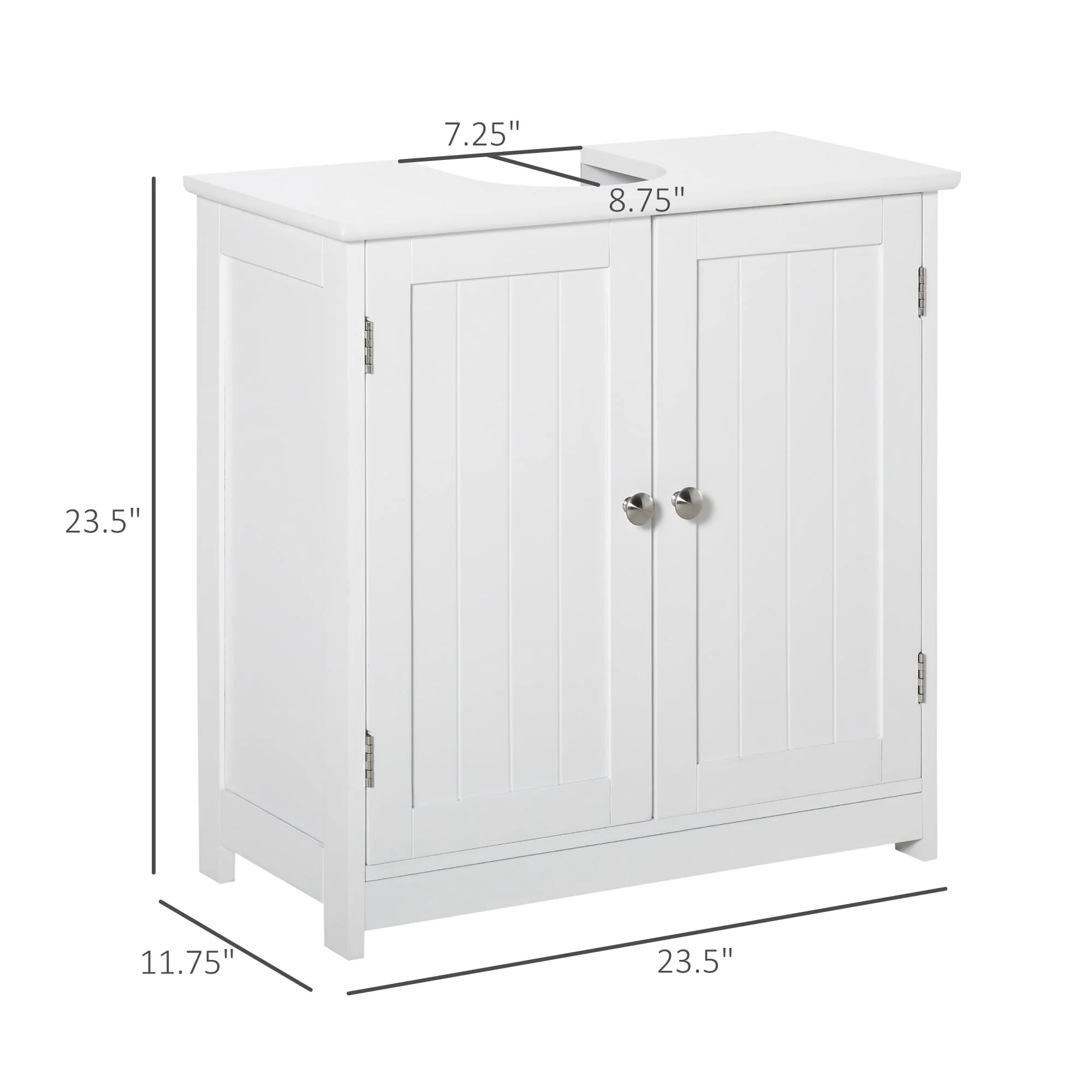 kleankin Vanity Base Cabinet, Under-Sink Bathroom Cabinet Storage with U-Shape Cut-Out, White and Grey