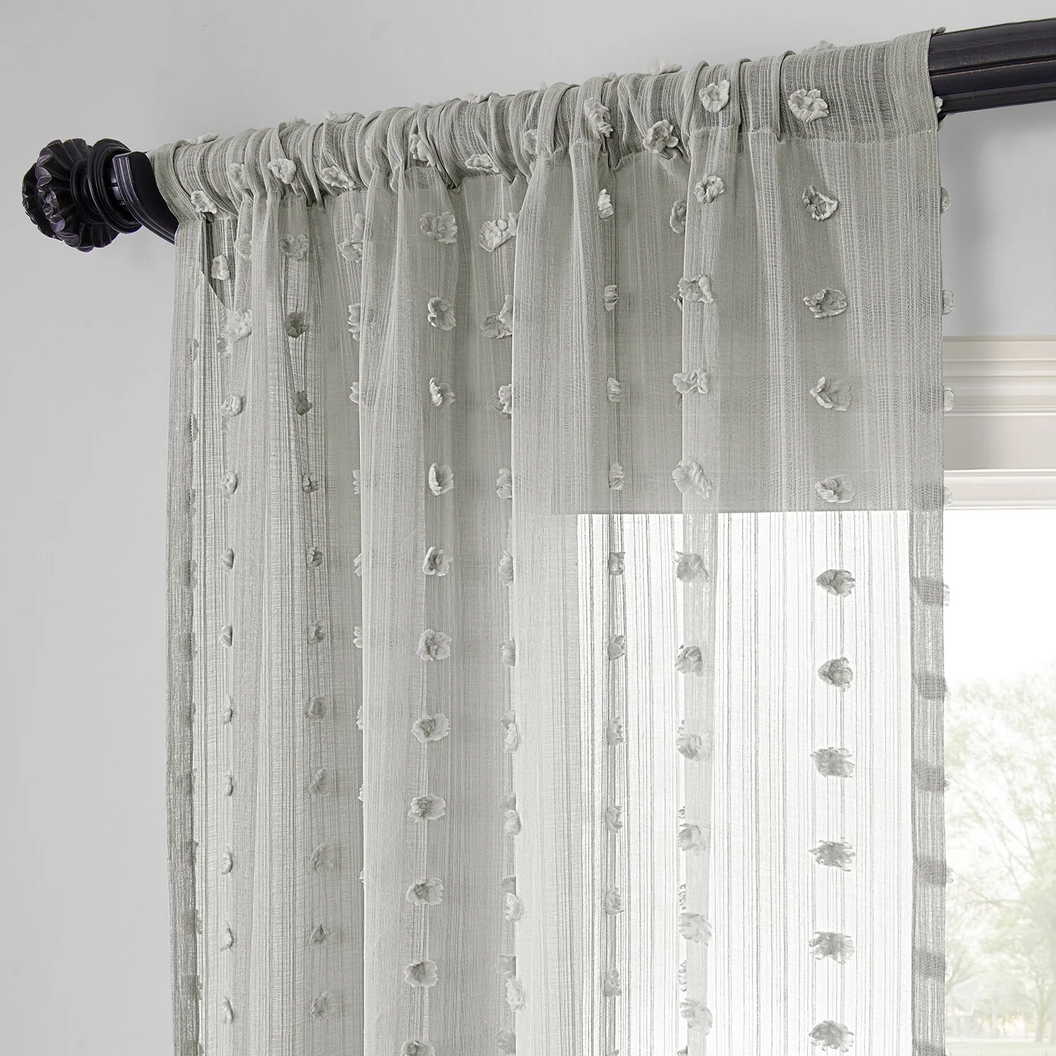 Exclusive Fabrics Strasbourg Dot Patterned Faux Linen Sheer Curtain (1 Panel)
