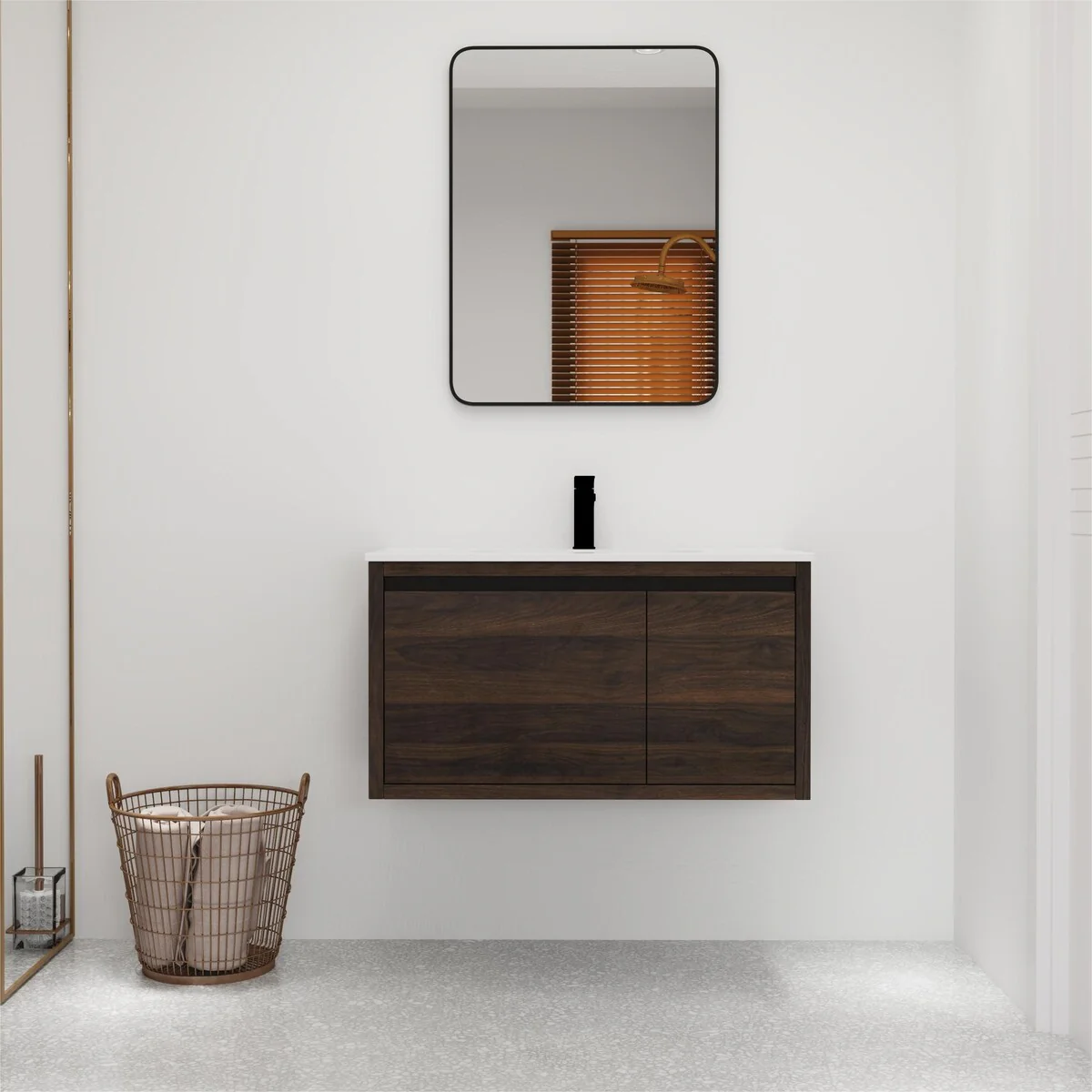 Bathroom Vanity With Sink In 36 Inch, Floating Bathroom Vanity With Soft Close Door
