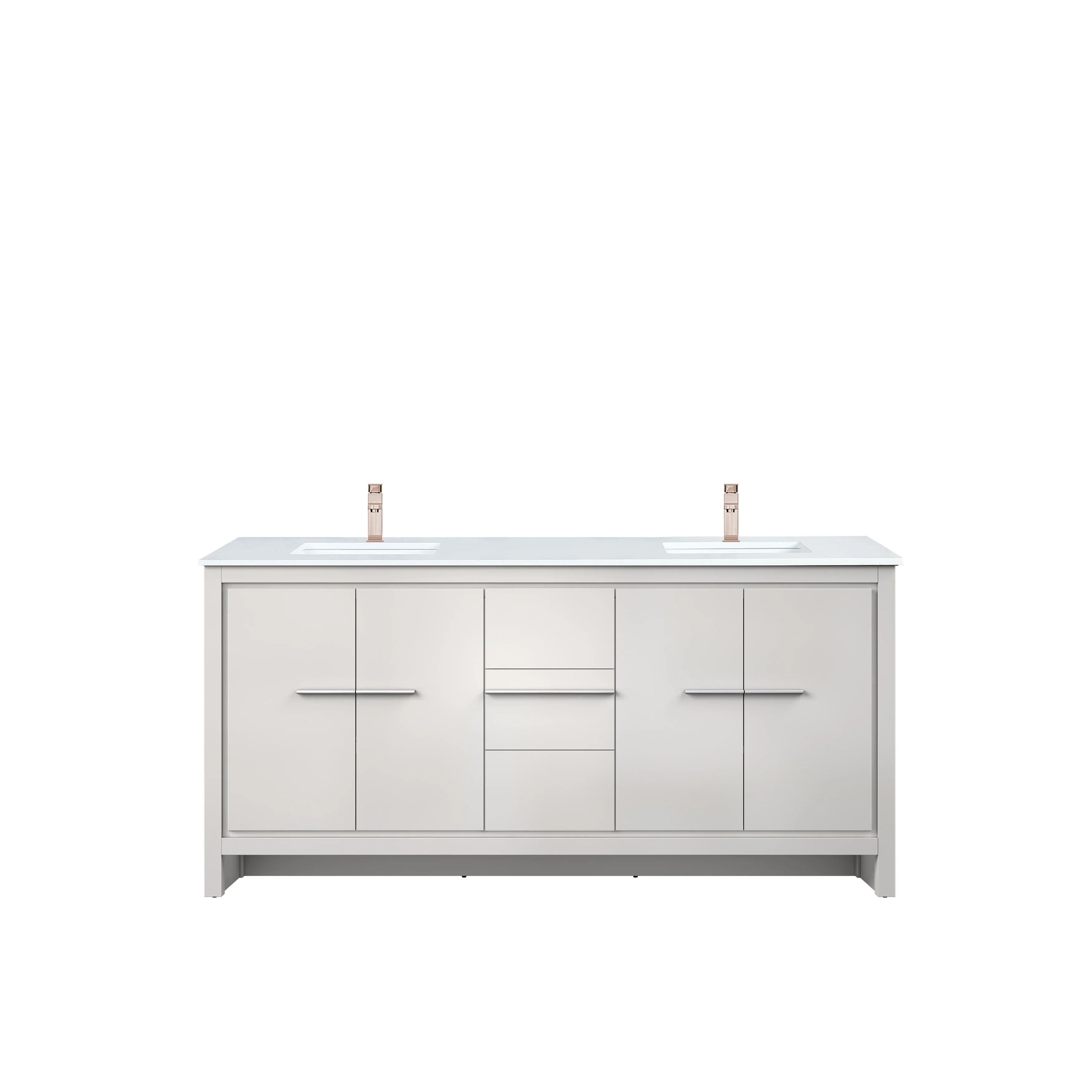 Lafarre Bath Vanity Cultured Marble Top, Sink and Rose Gold Faucet