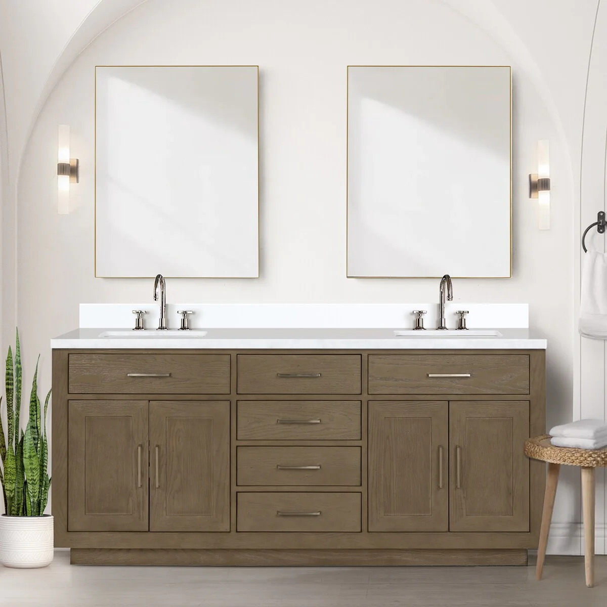 Abbey 60 in W x 22 in D Black Oak Double Bath Vanity and Cultured Marble Top
