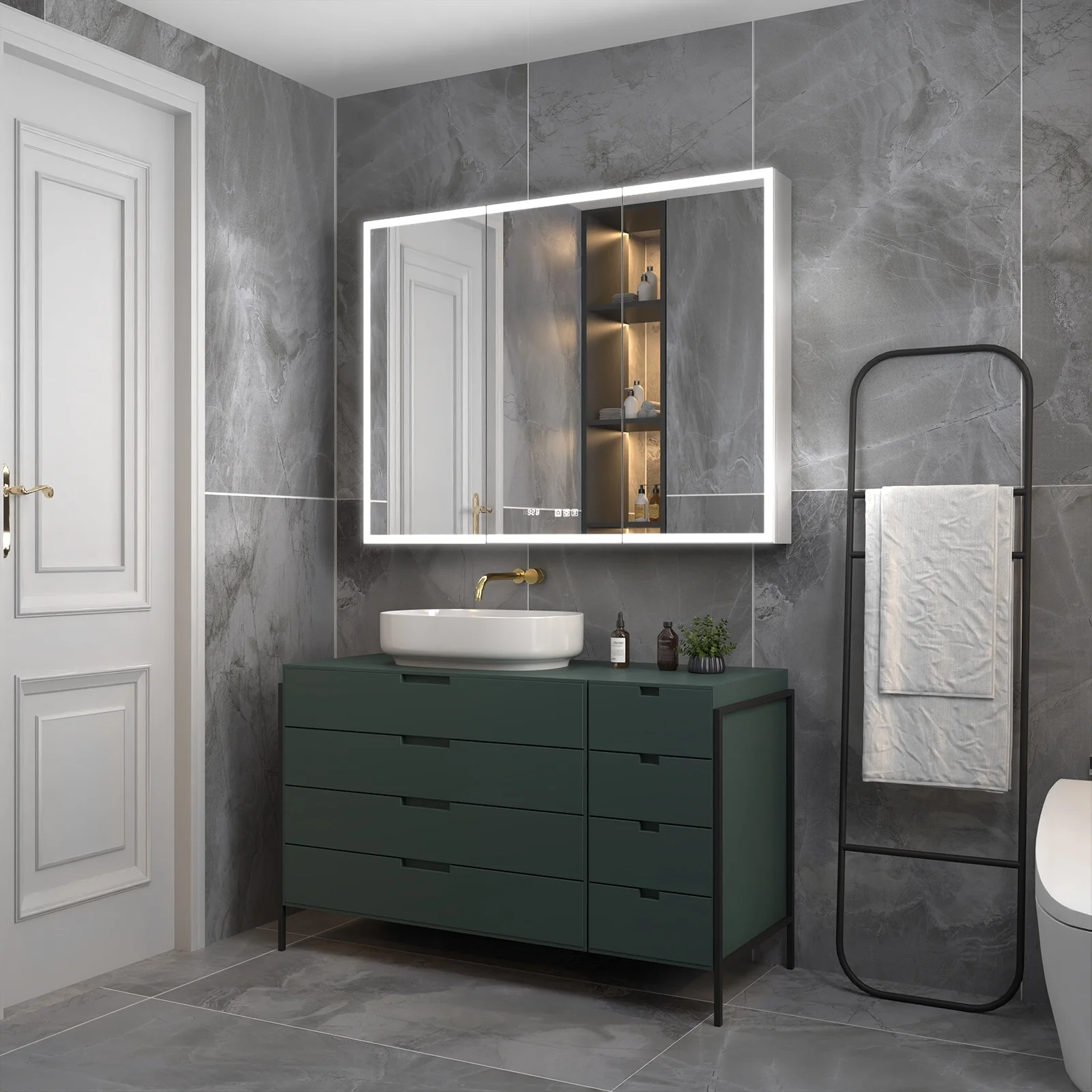 ExBrite Led Lighted Medicine Cabinet Recessed or Surface with Mirrors