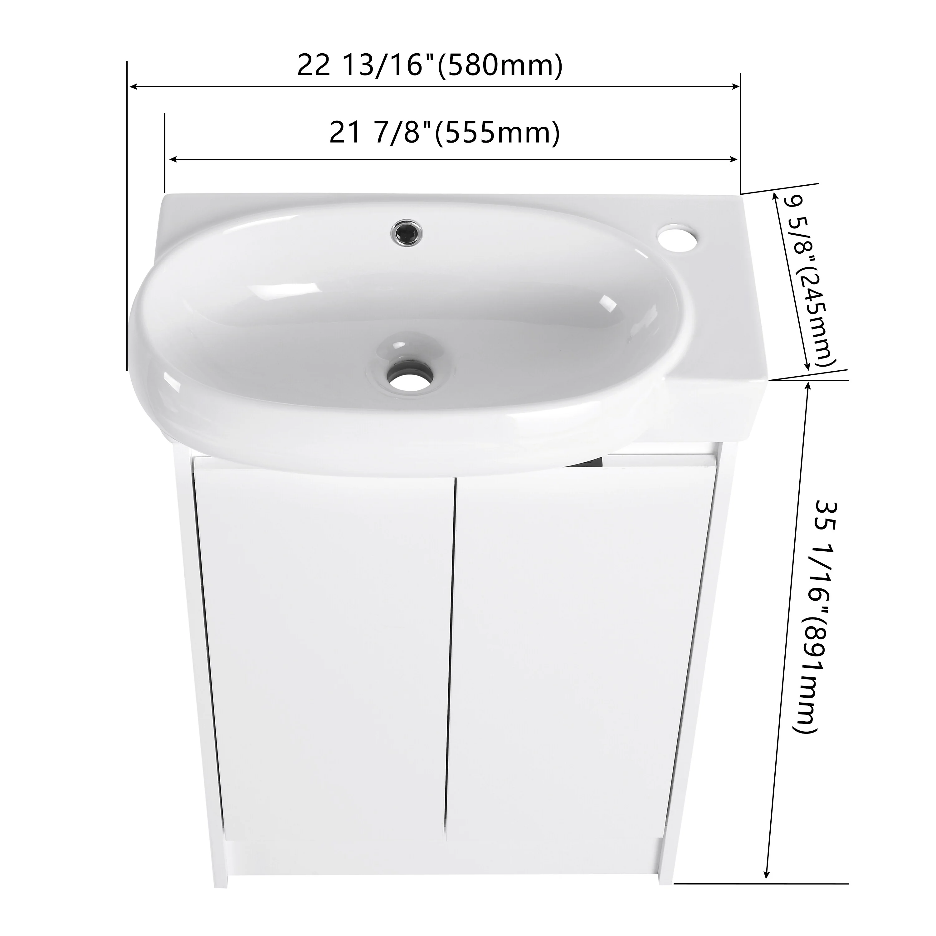 BNK 16/18/23 inch Freestanding/Floating Bathroom Vanity with Single Sink,Powder Room Vanity with Soft Close Door