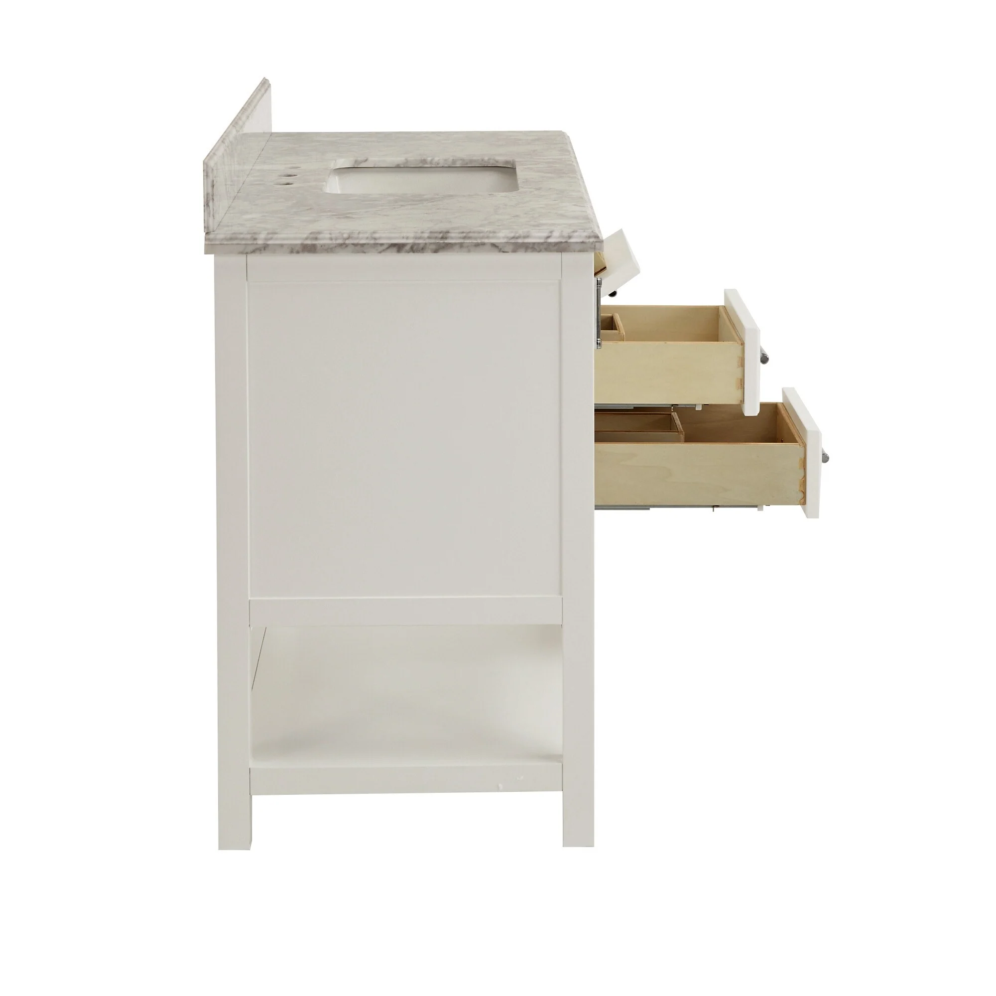 Lilleham Bathroom Sink Vanity with White Marble Veneer Stone Top by iNSPIRE Q Classic