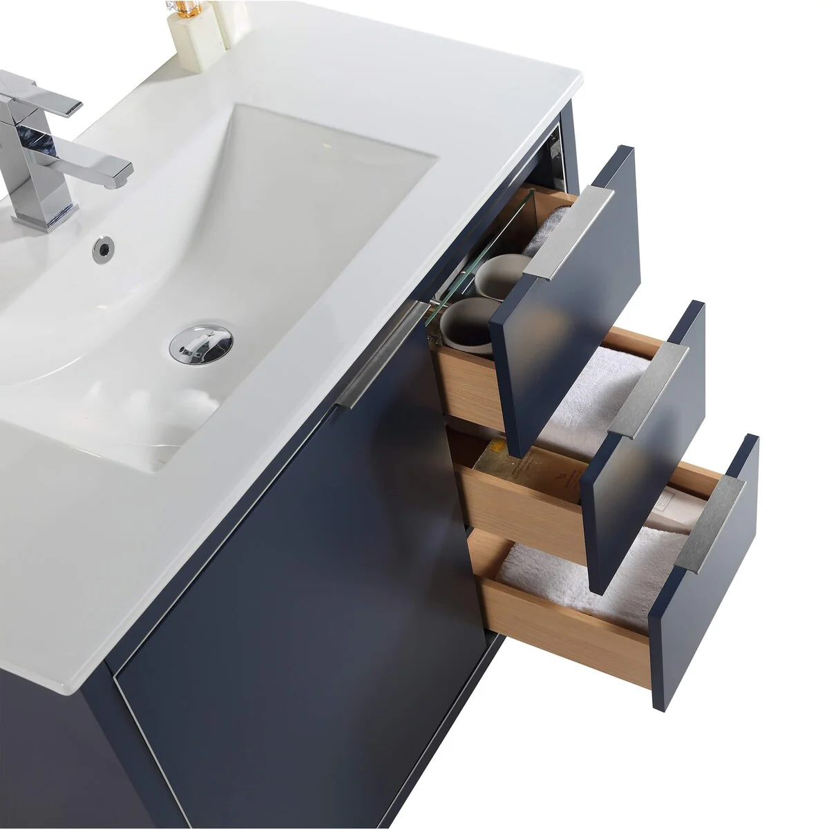 Fine Fixtures Opulence Collection Bathroom Vanity with White Ceramic Sink