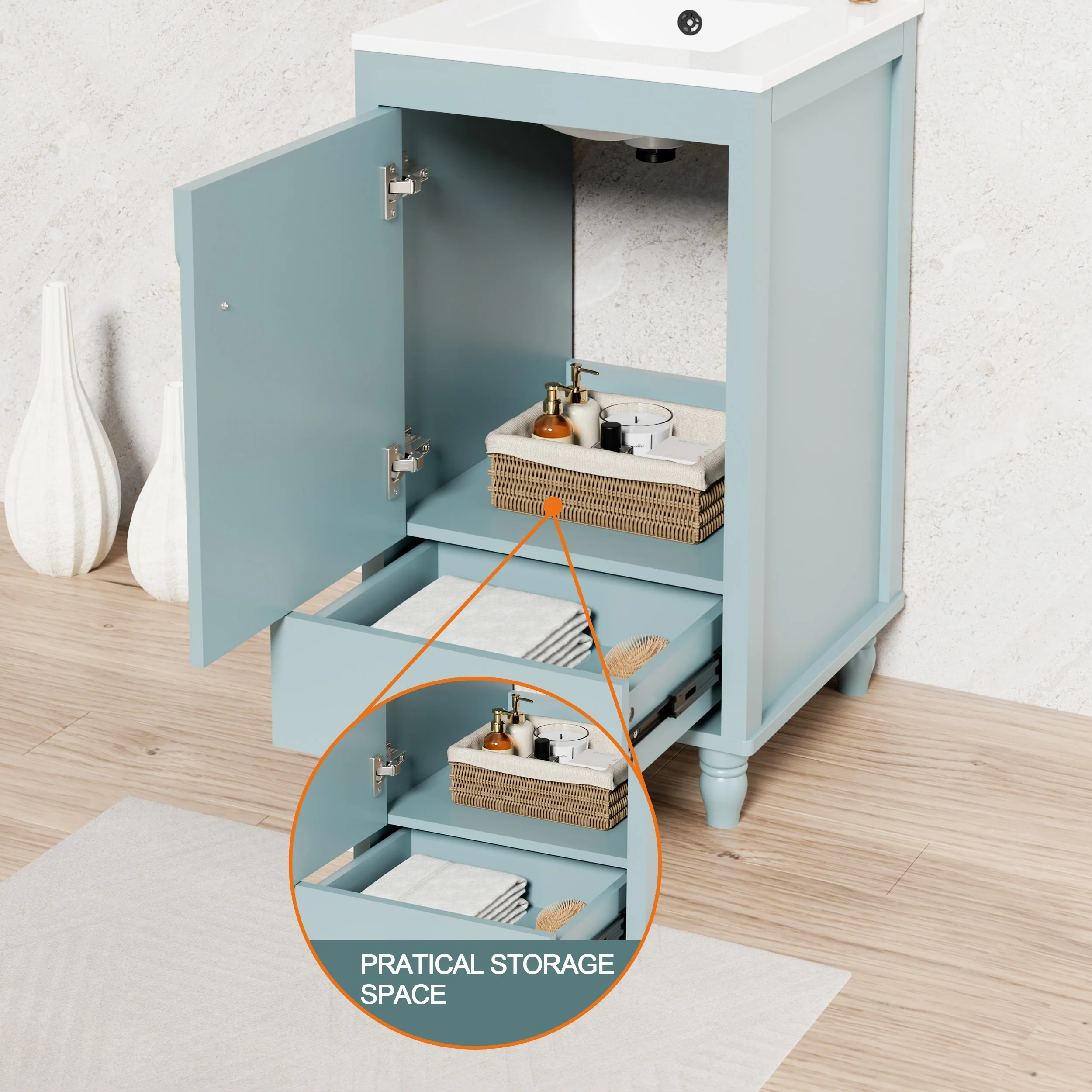 Lace Trim Freestanding Bathroom Vanity Set - Perfect for Bathrooms