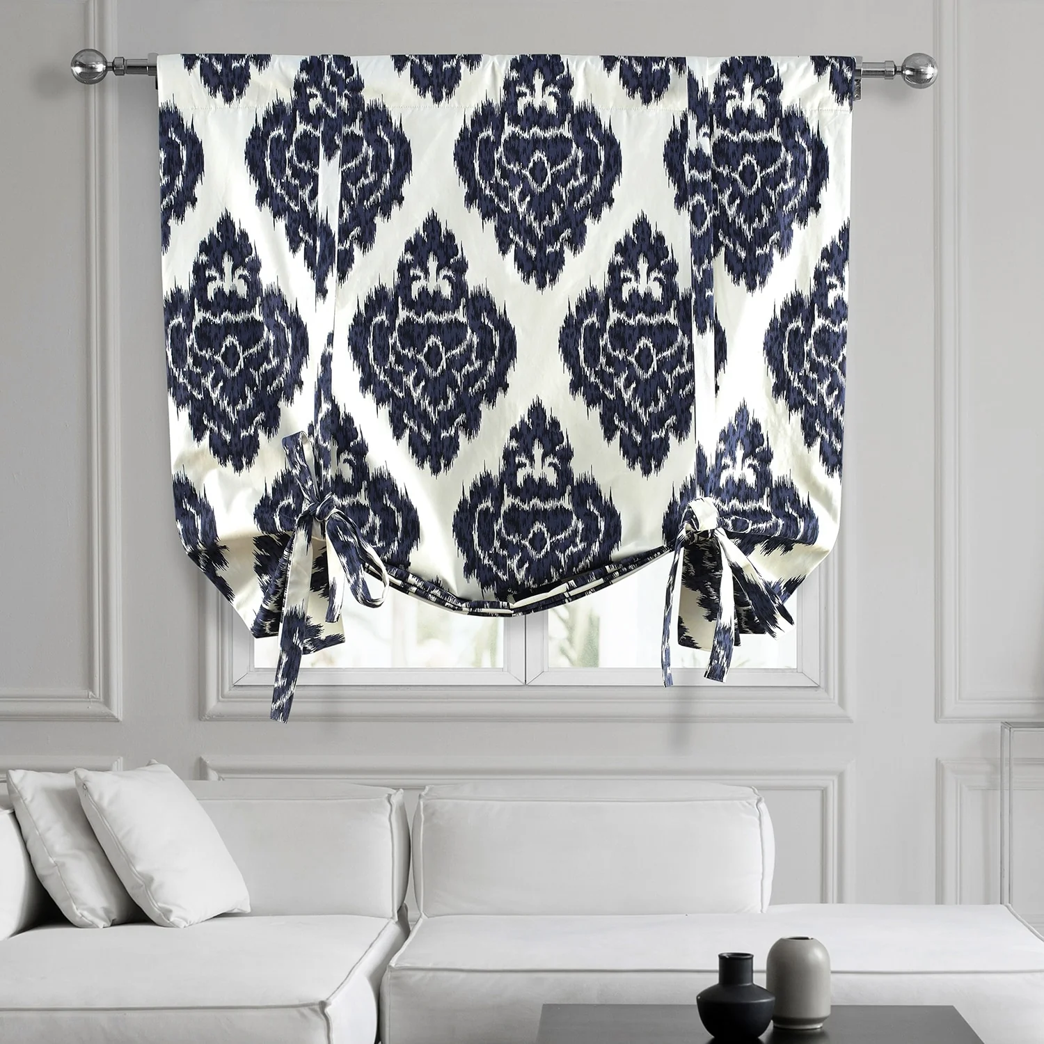 Exclusive Fabrics Ikat Printed Cotton Tie-Up Window Shade - 46 X 63