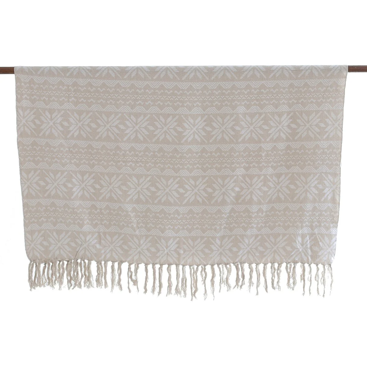 Novica Handmade Champagne Snowflakes Cotton Throw