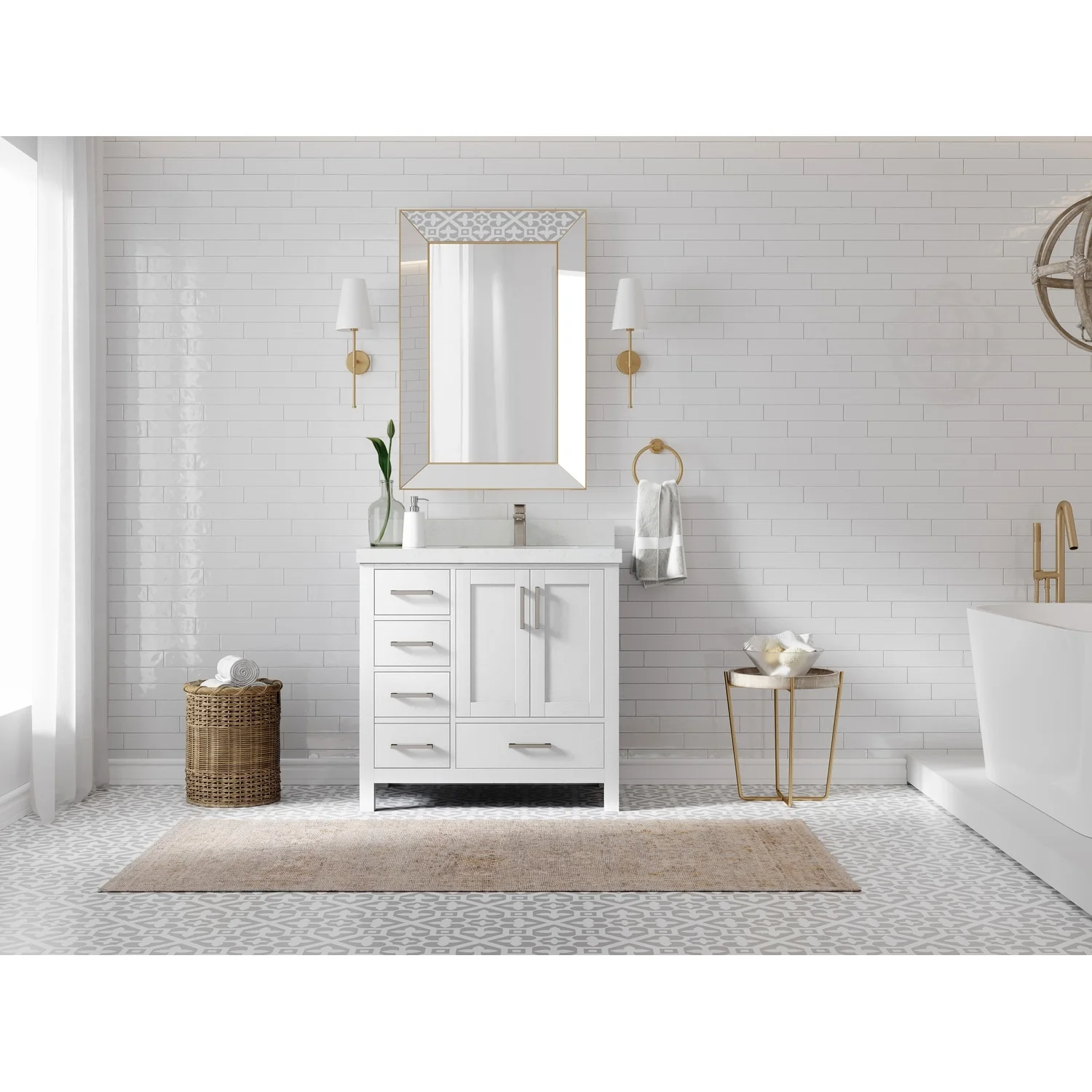 Willow Collections 36 in. W x 22 in. D Malibu Right Offset Sink Bathroom Vanity with Countertop