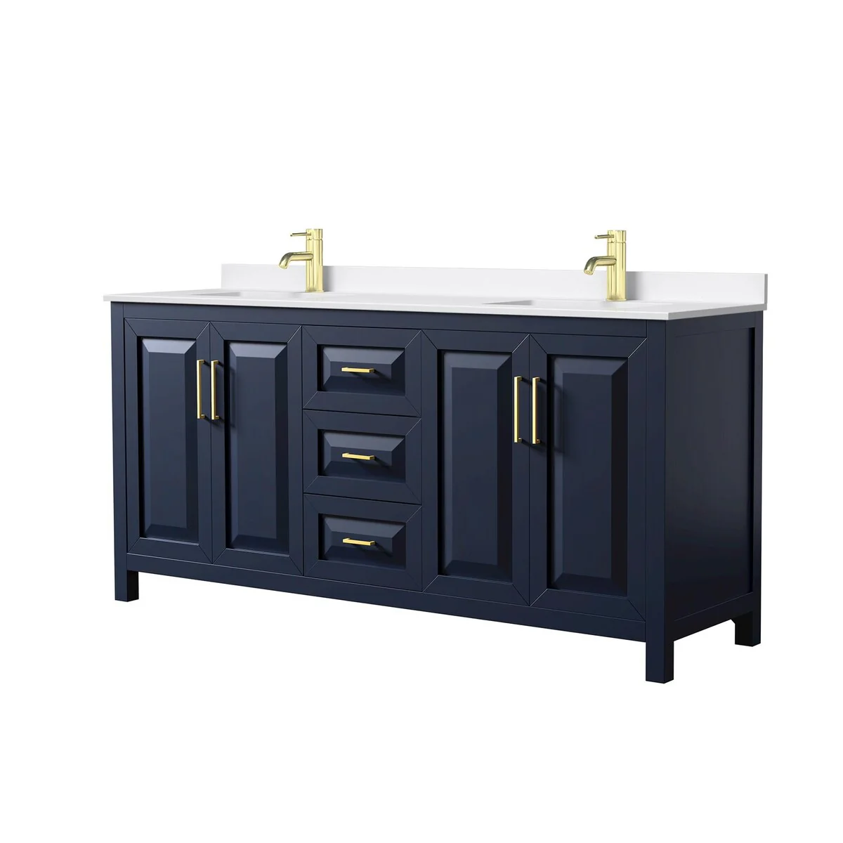 Daria 72-inch Double Vanity, Single Hole Quartz Top