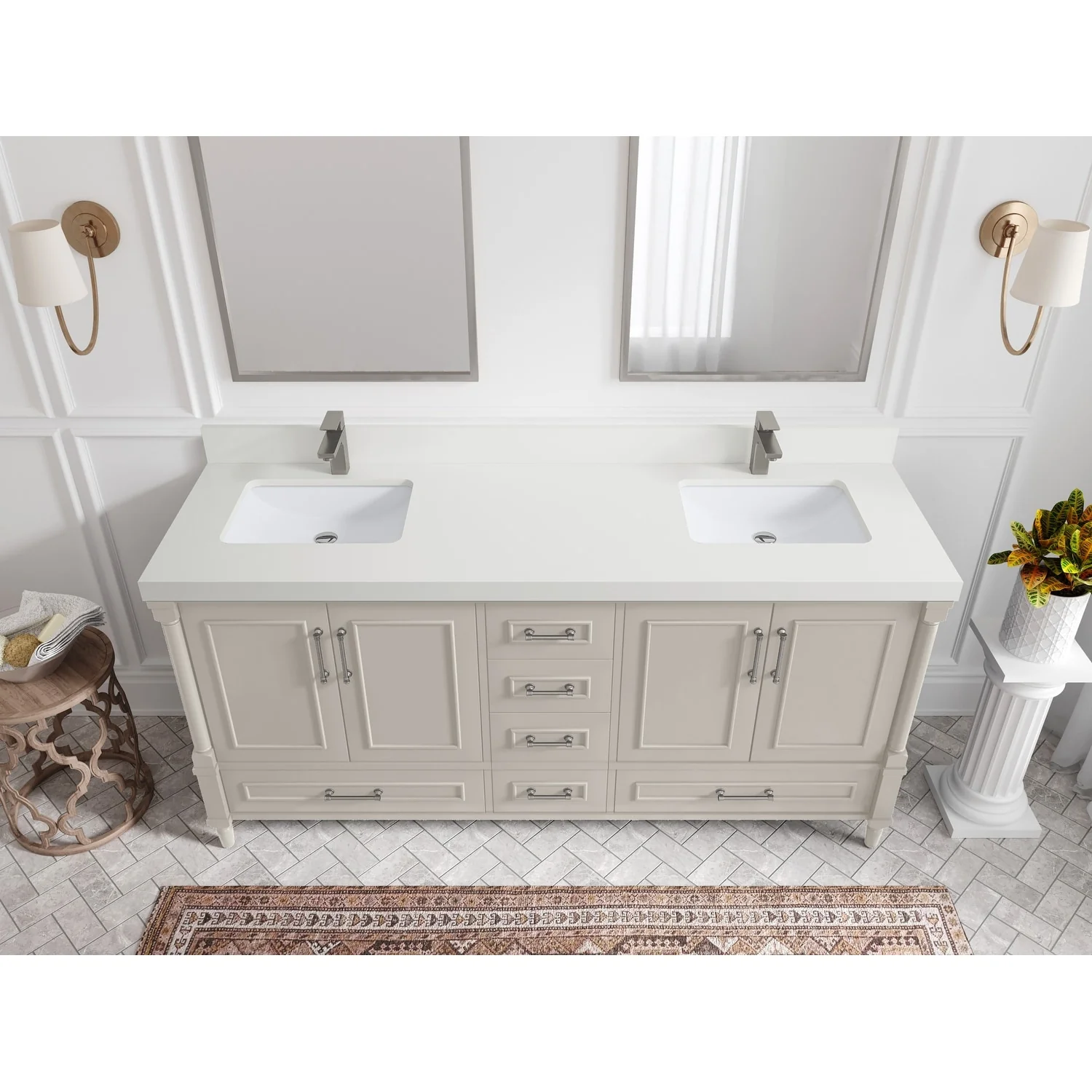 Willow Collections 72 in. W x 22 in. D Aberdeen Double Sink Bathroom Vanity with Countertops