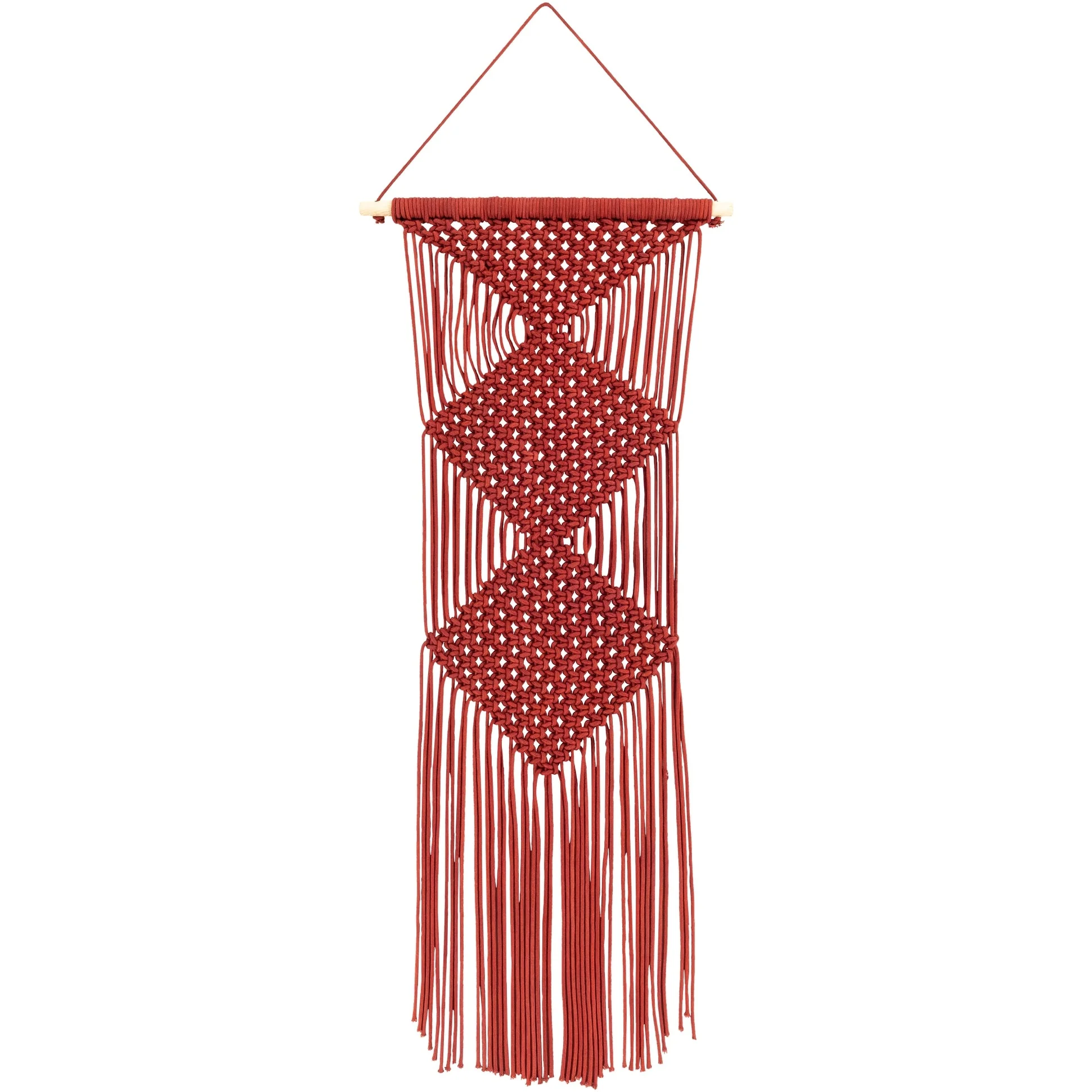 Artistic Weavers Linsey Burgundy Diamond Macrame Wall Hanging - 40