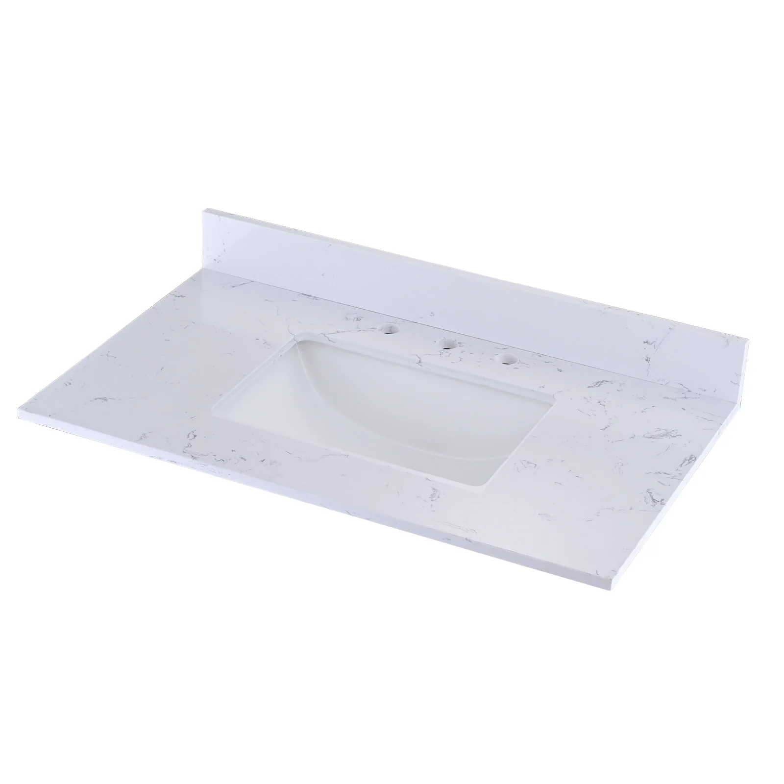 PROOX Bath Cultured Marble Vanity Top Undermount Rectangle Sink Backsplash Included