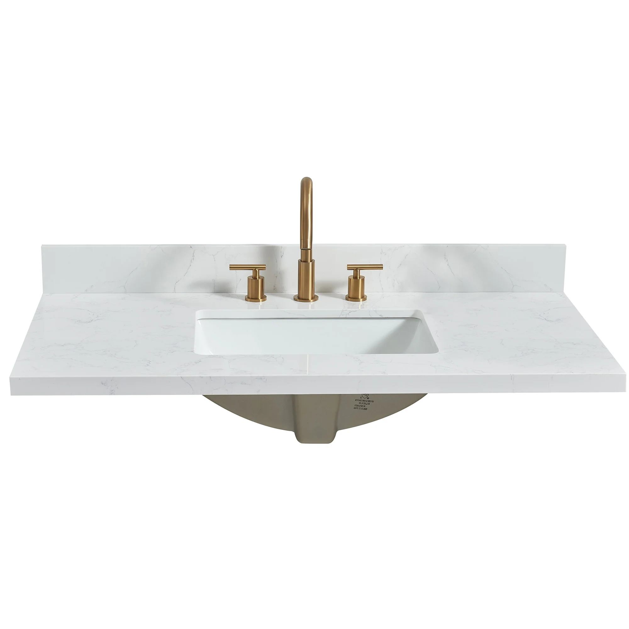 Jaen Composite Stone Vanity Top with White Rectangular Sink