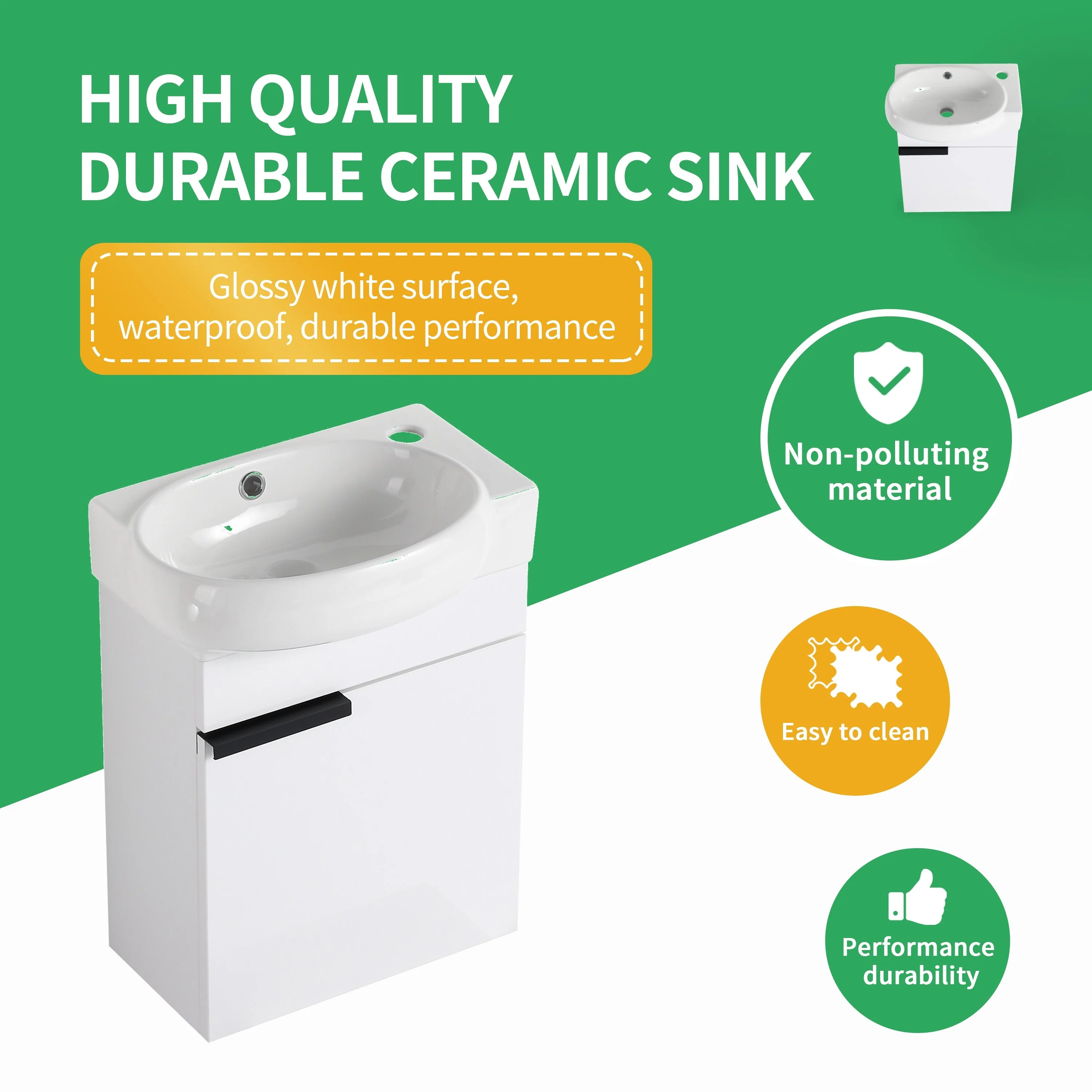 BNK 16/18/23 inch Freestanding/Floating Bathroom Vanity with Single Sink,Powder Room Vanity with Soft Close Door
