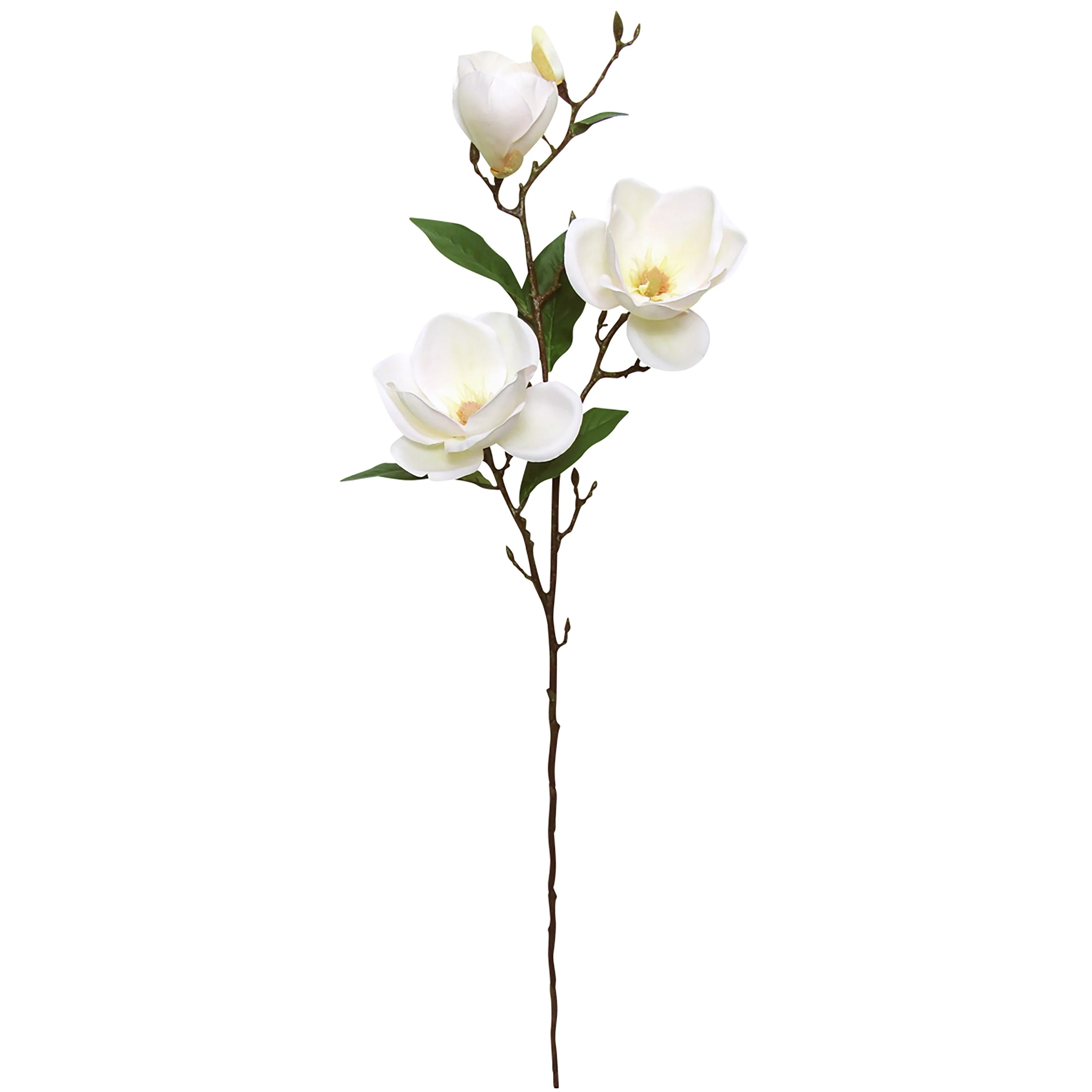 Set of 2 Large Cream White Artificial Magnolia Flower Stem Spray 38in - 38