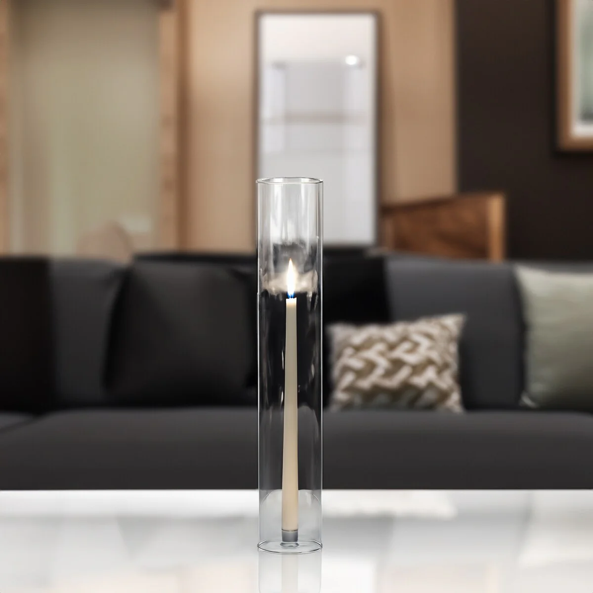 Clear Glass Cylinder Hurricane Chimney Tube, Candle Cover - 1 Piece