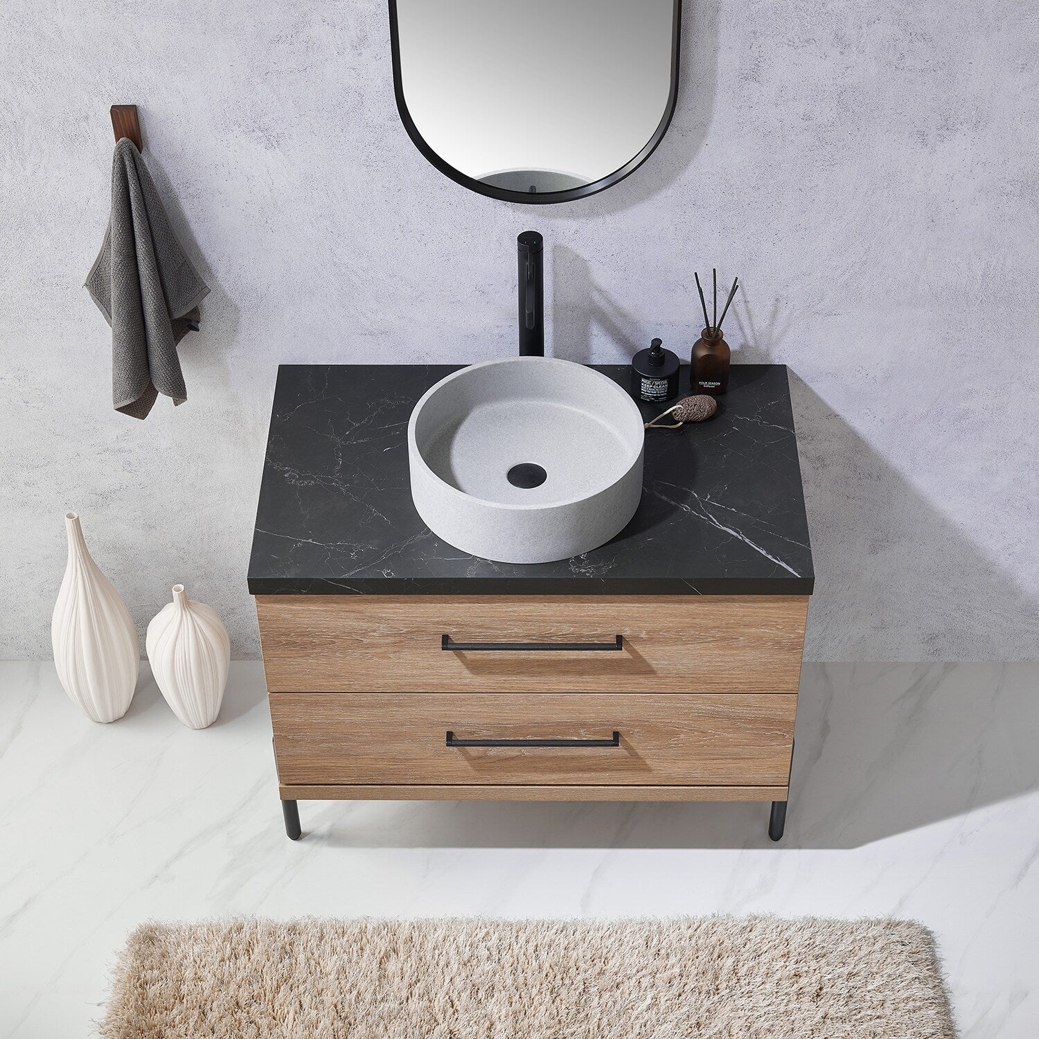 Trento Bath Vanity with Sintered Stone Top with Concrete Sink (C)