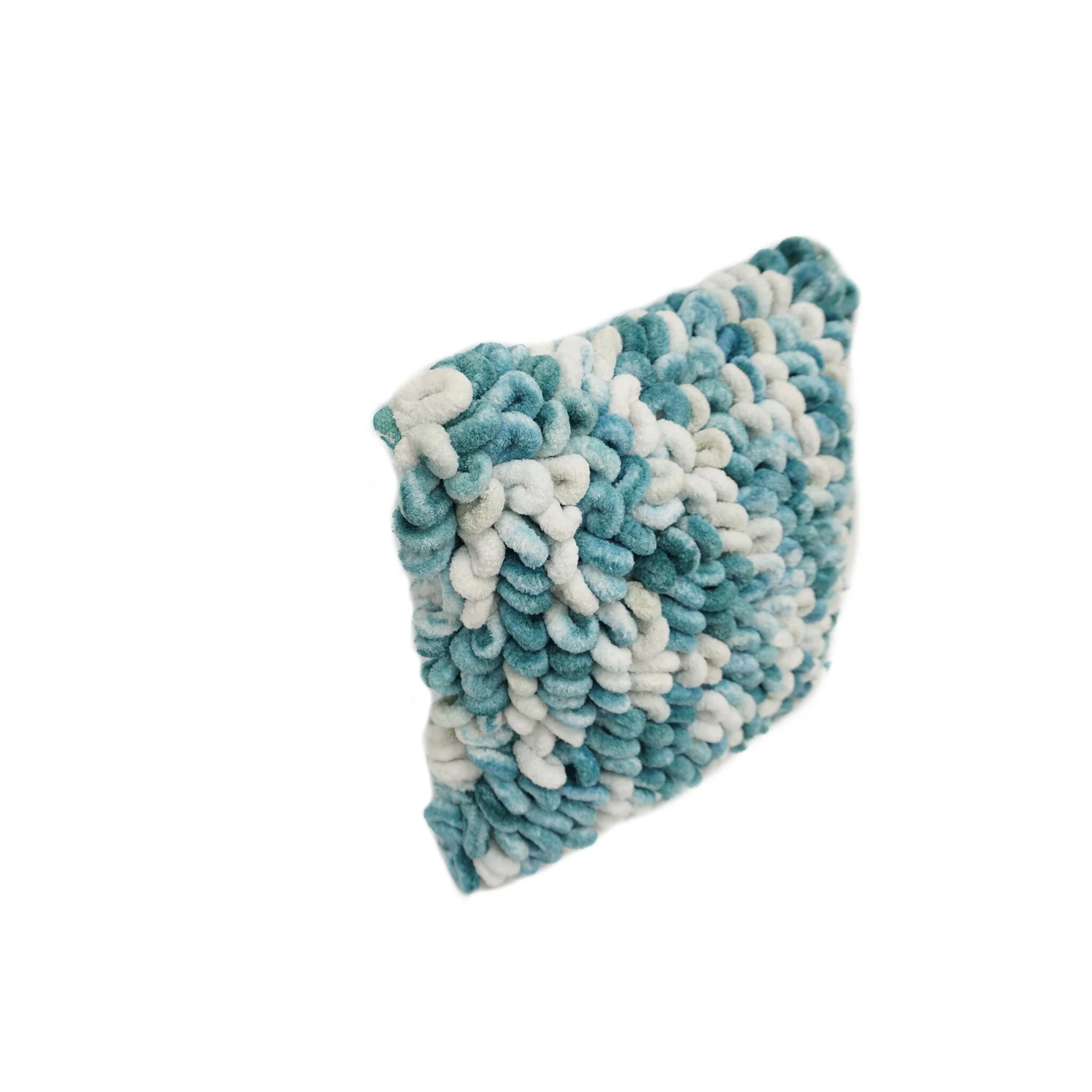 Home&Manor Burford Blue Shaggy Loop Designer Throw Pillow