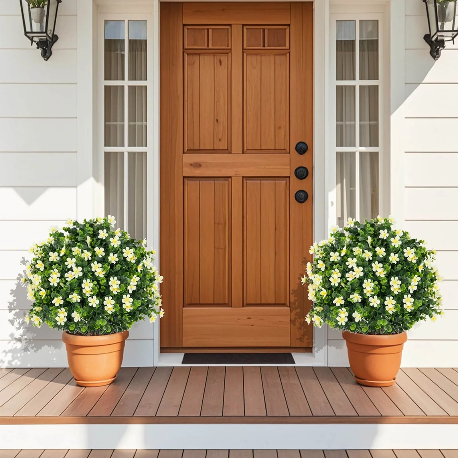 Costway 2 Pack Artificial Boxwood Topiary Ball Tree Faux Shrub Bushes