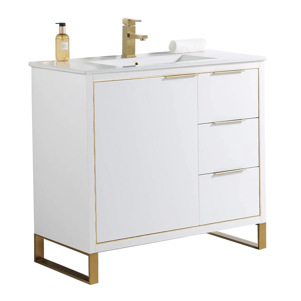 Fine Fixtures Opulence Collection Bathroom Vanity with White Ceramic Sink