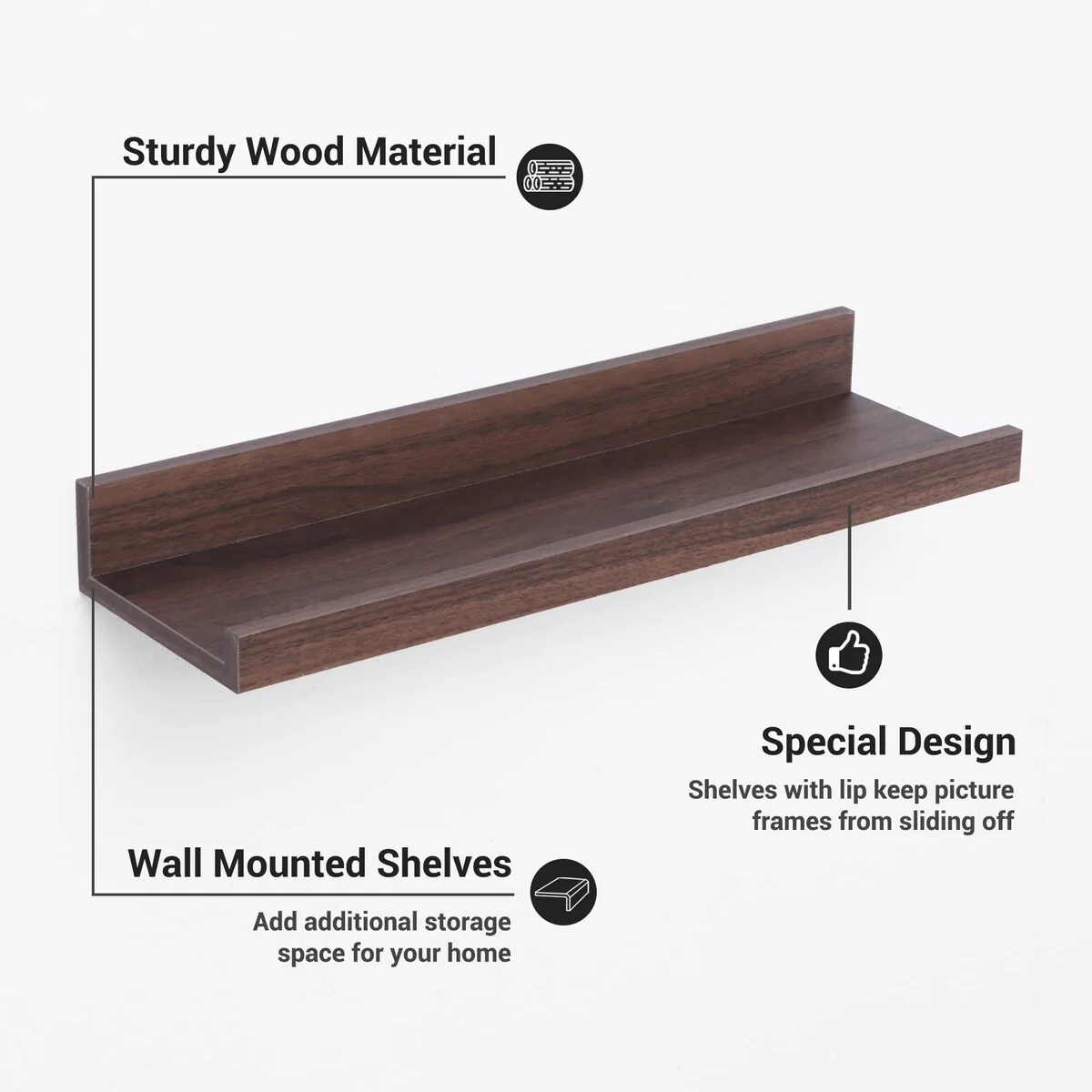 Picture Ledge Shelf, Floating Shelves Wall Mounted Set of 3
