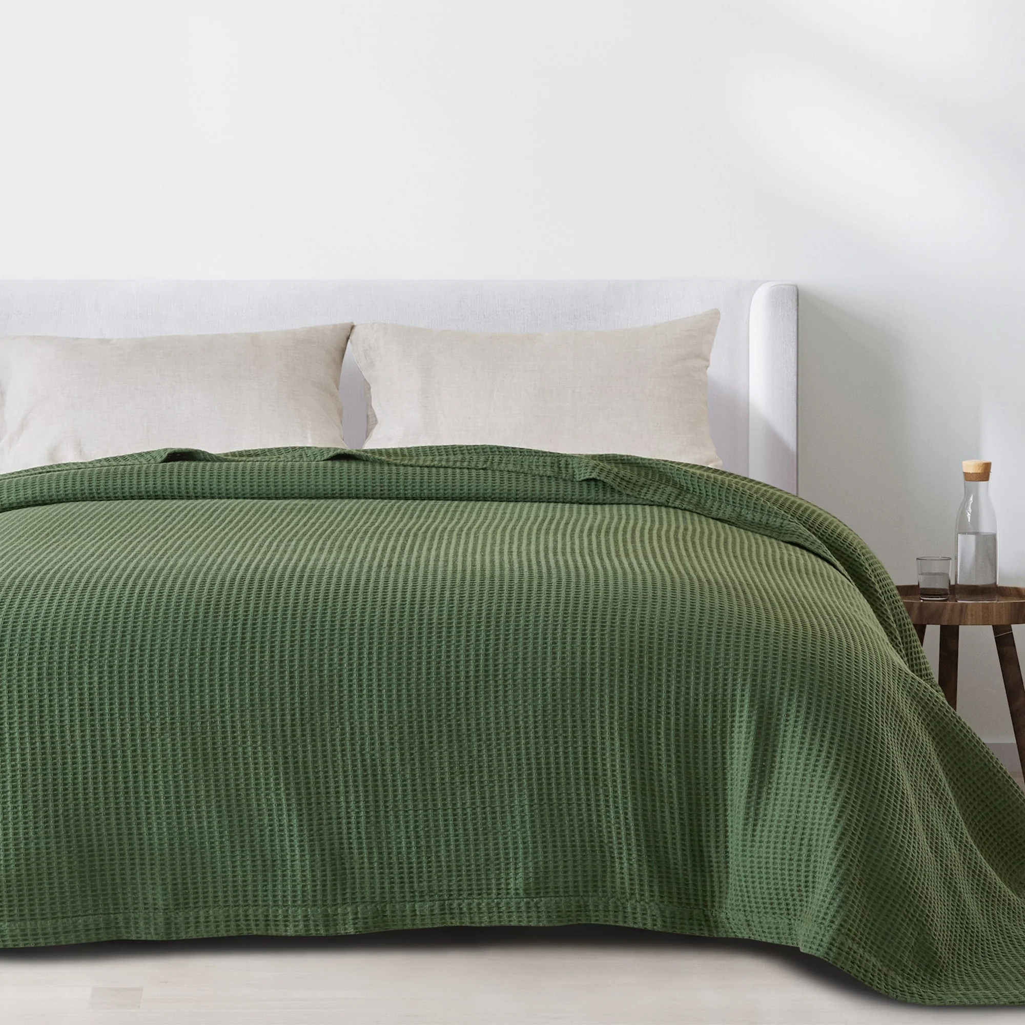 Linery & Co. 100% Cotton All-Season Lightweight Waffle Weave Knit Throw Blanket