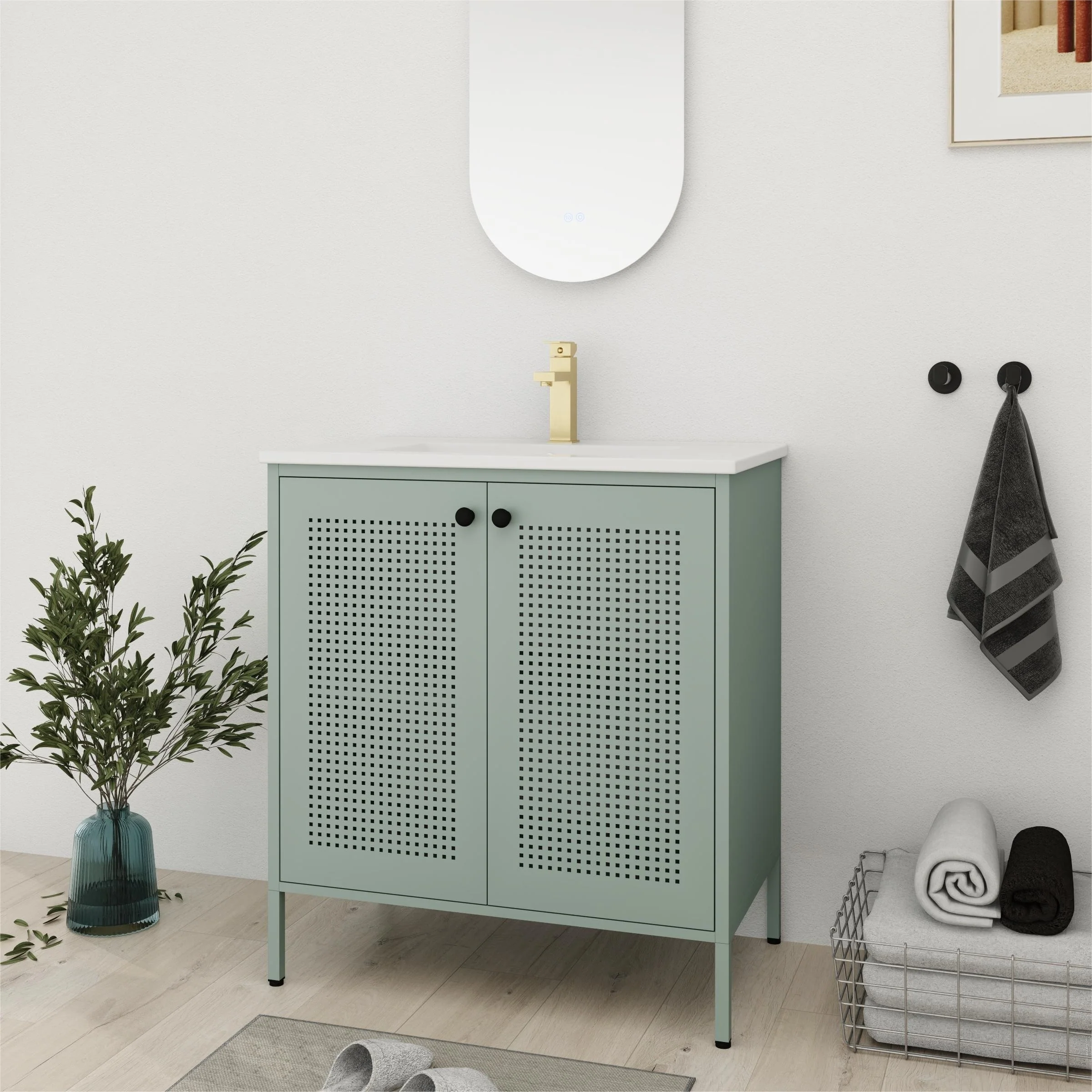 Bathroom Vanity With Sink In 30 Inch, Freestanding Bathroom Vanity With Soft Close Door