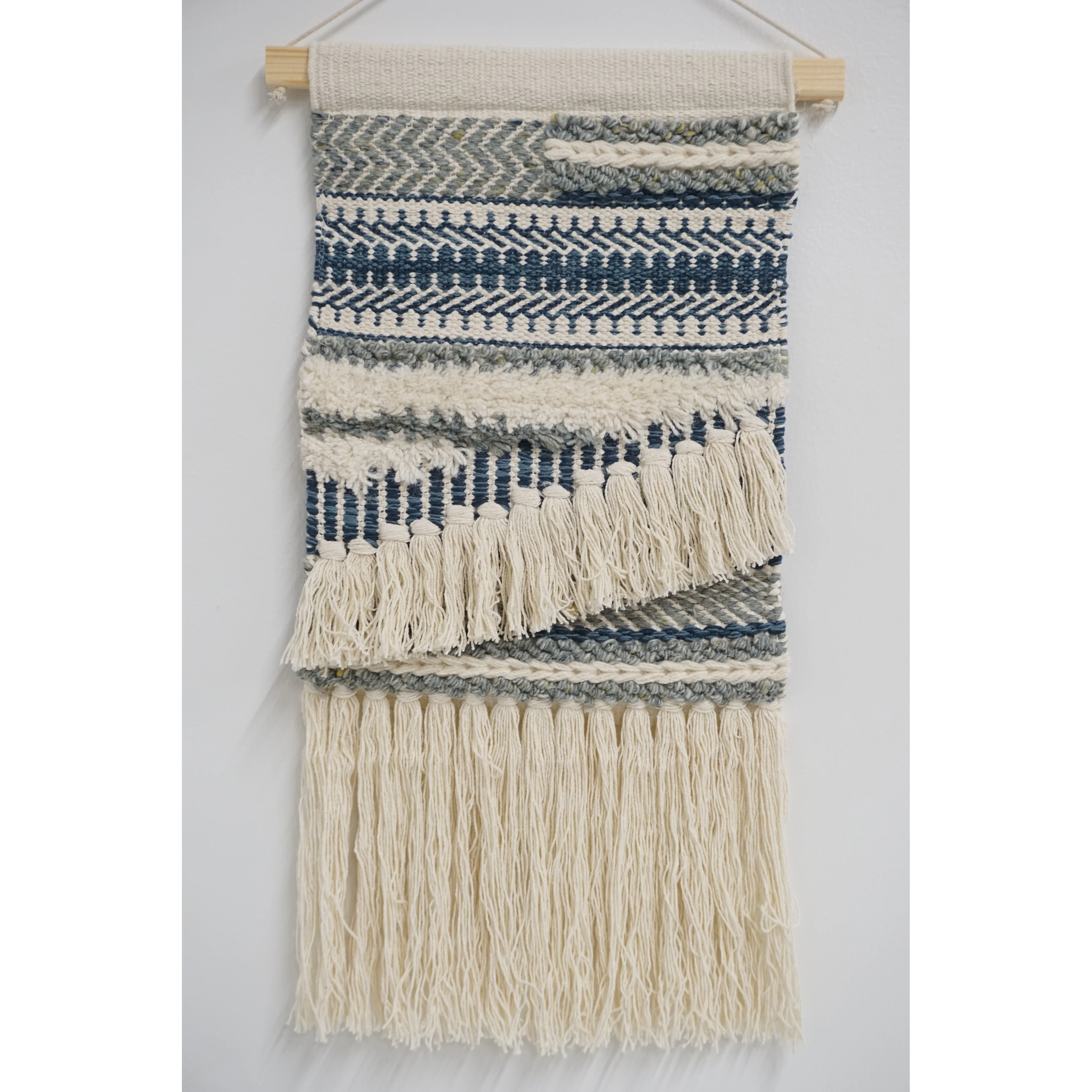 Home&Manor Wool and Cotton Macrame Wall Hanging with Rod Included - Exact Size