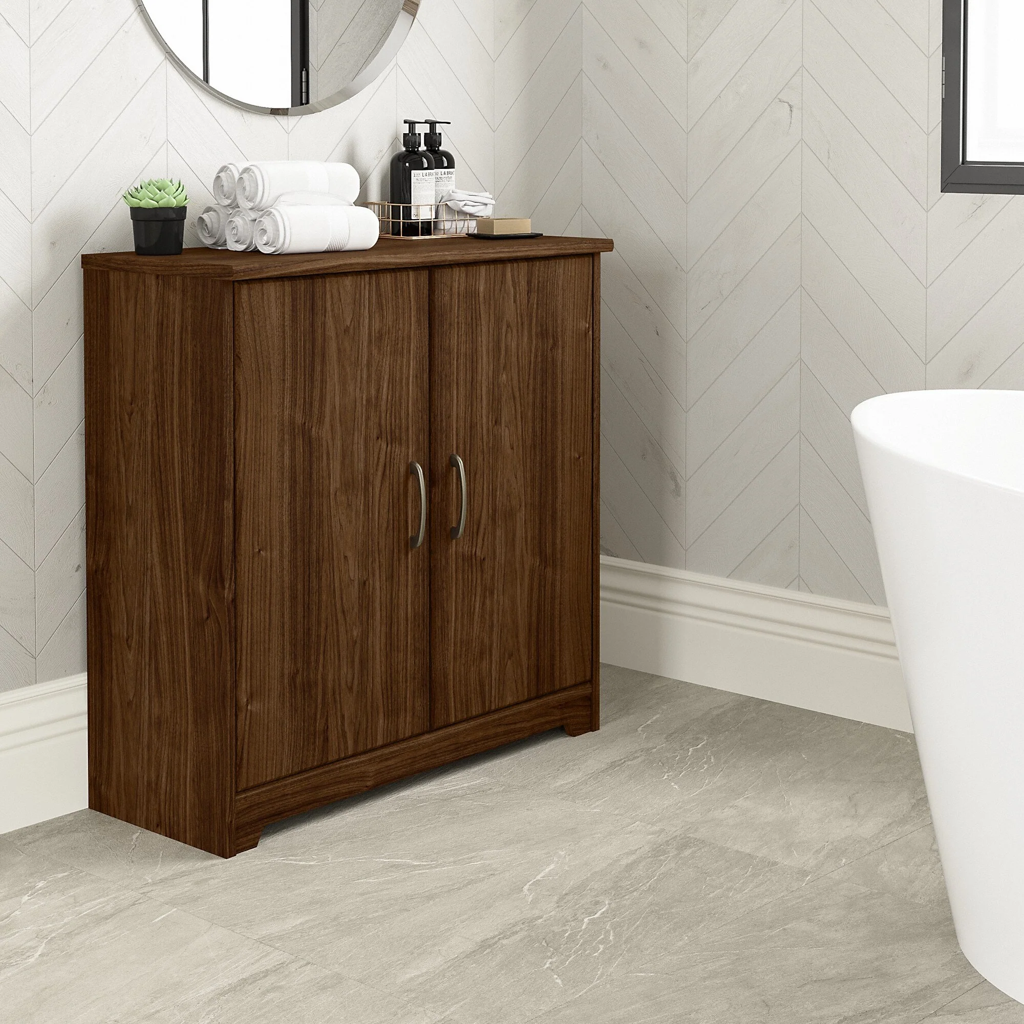 Cabot Small Bathroom Storage Cabinet with Doors by Bush Furniture