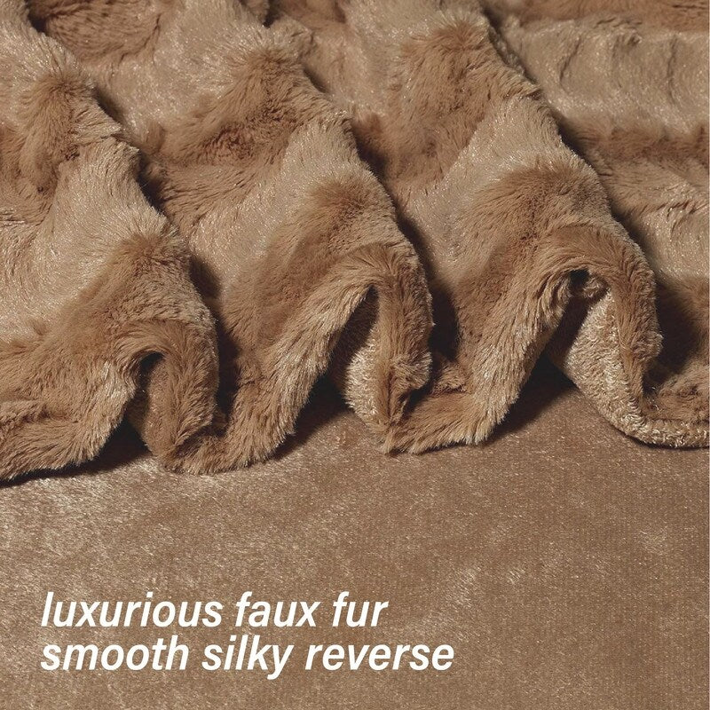 Swift Home Soft Embossed Imitation Faux Fur Throw Bedding Blanket Bedspread