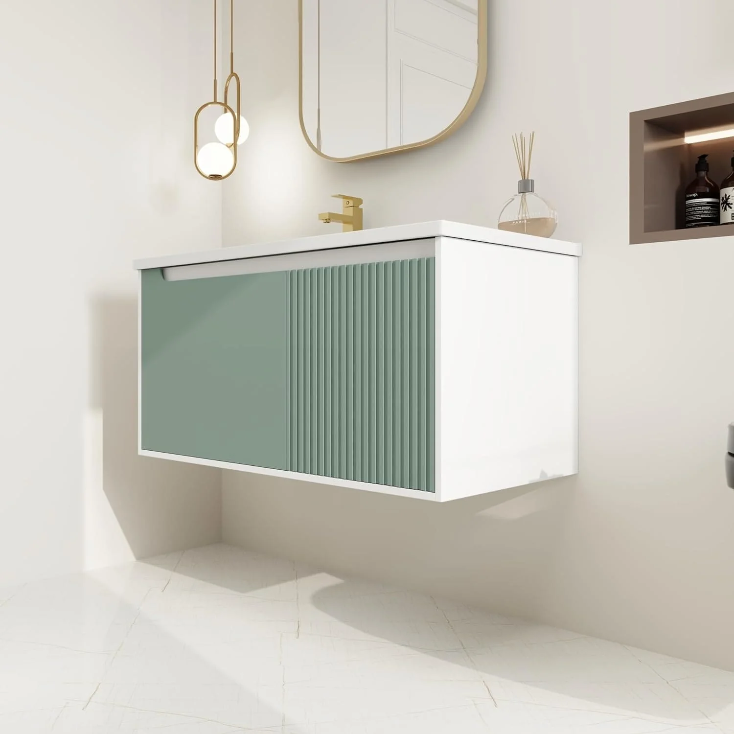 BNK 28/ 32/36/40 Inch Single Sink Bathroom Vanity with Soft Close Door, Modern Floating Vanity