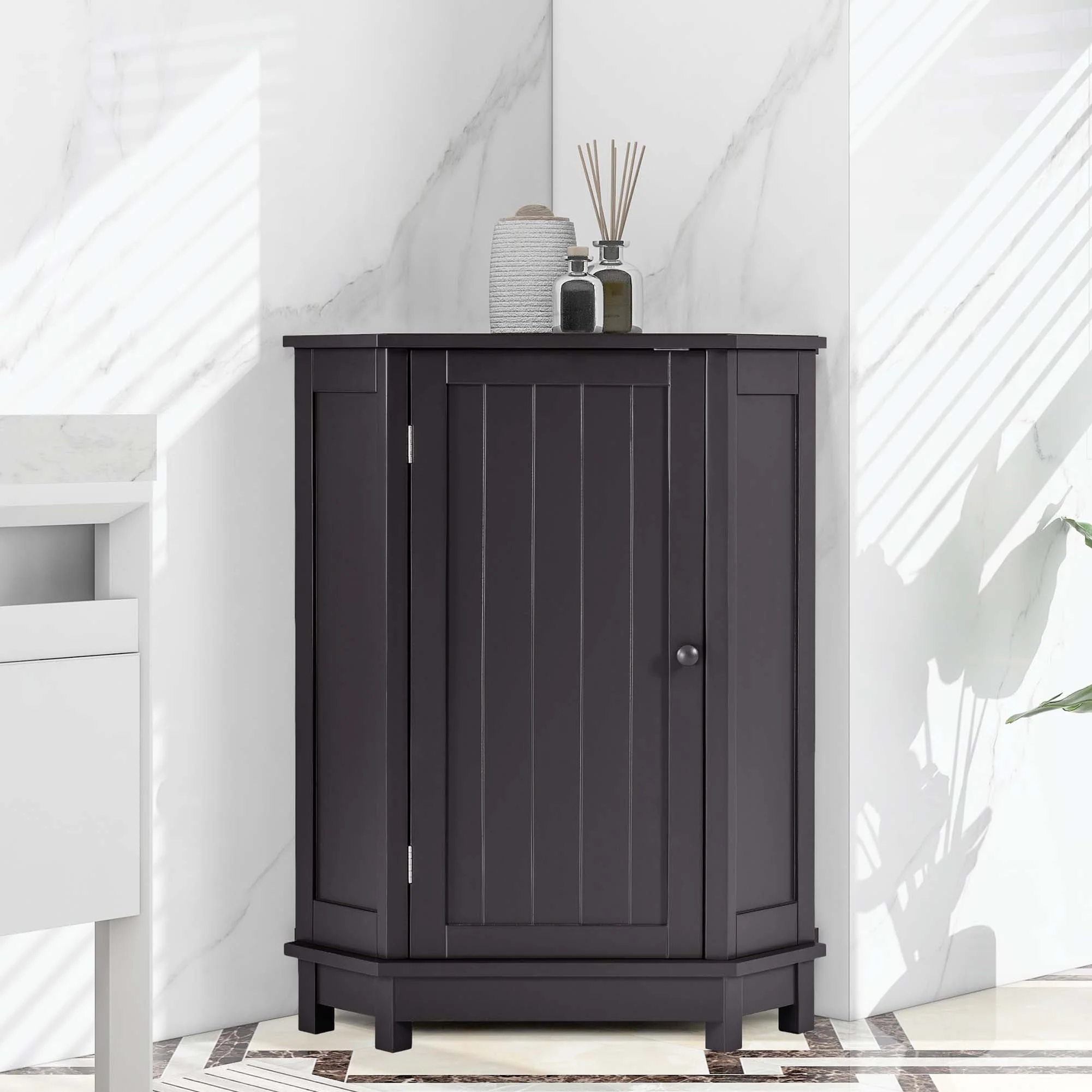 Triangle Corner Bathroom Cabinet with Shelf