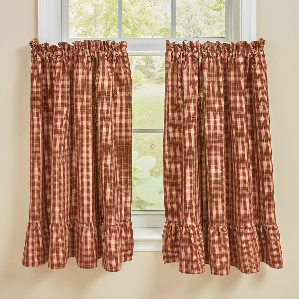 Park Designs Sturbridge Plaid Ruffle Red Tiers 72