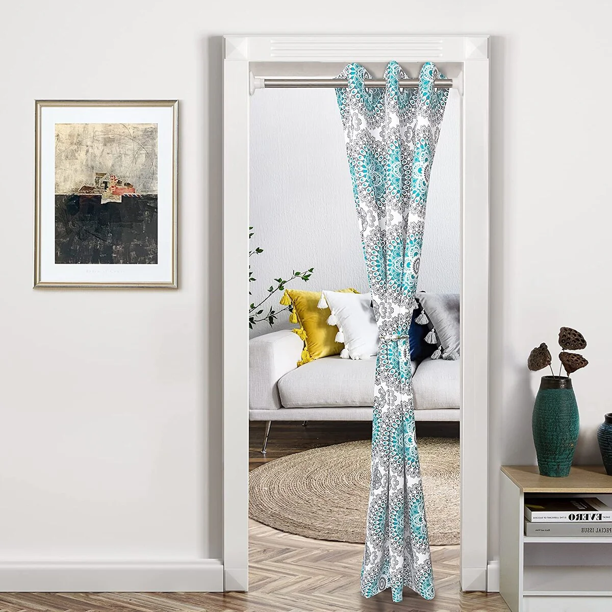 DriftAway Bella Medallion Printed Room Darkening Grommet Window Curtain Panel Pair
