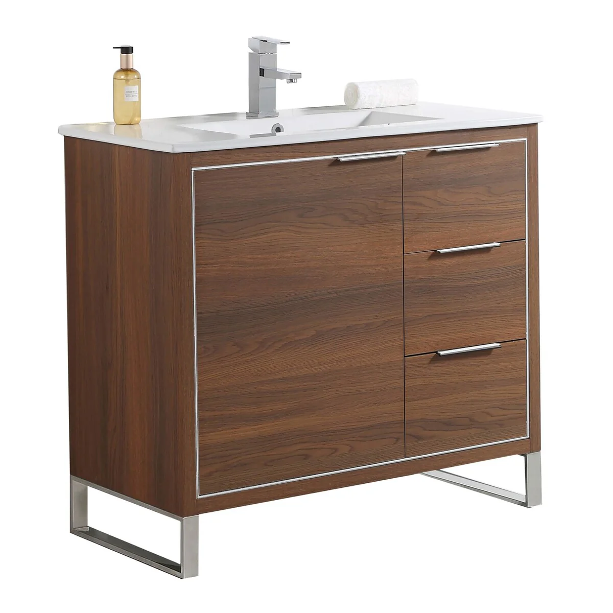 Fine Fixtures Opulence Collection Bathroom Vanity with White Ceramic Sink