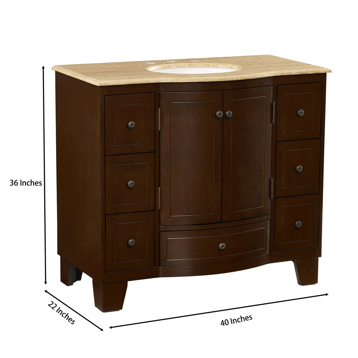 Stufurhome Alandra 40 Inches Dark Cherry Single Sink Bathroom Vanity - 40