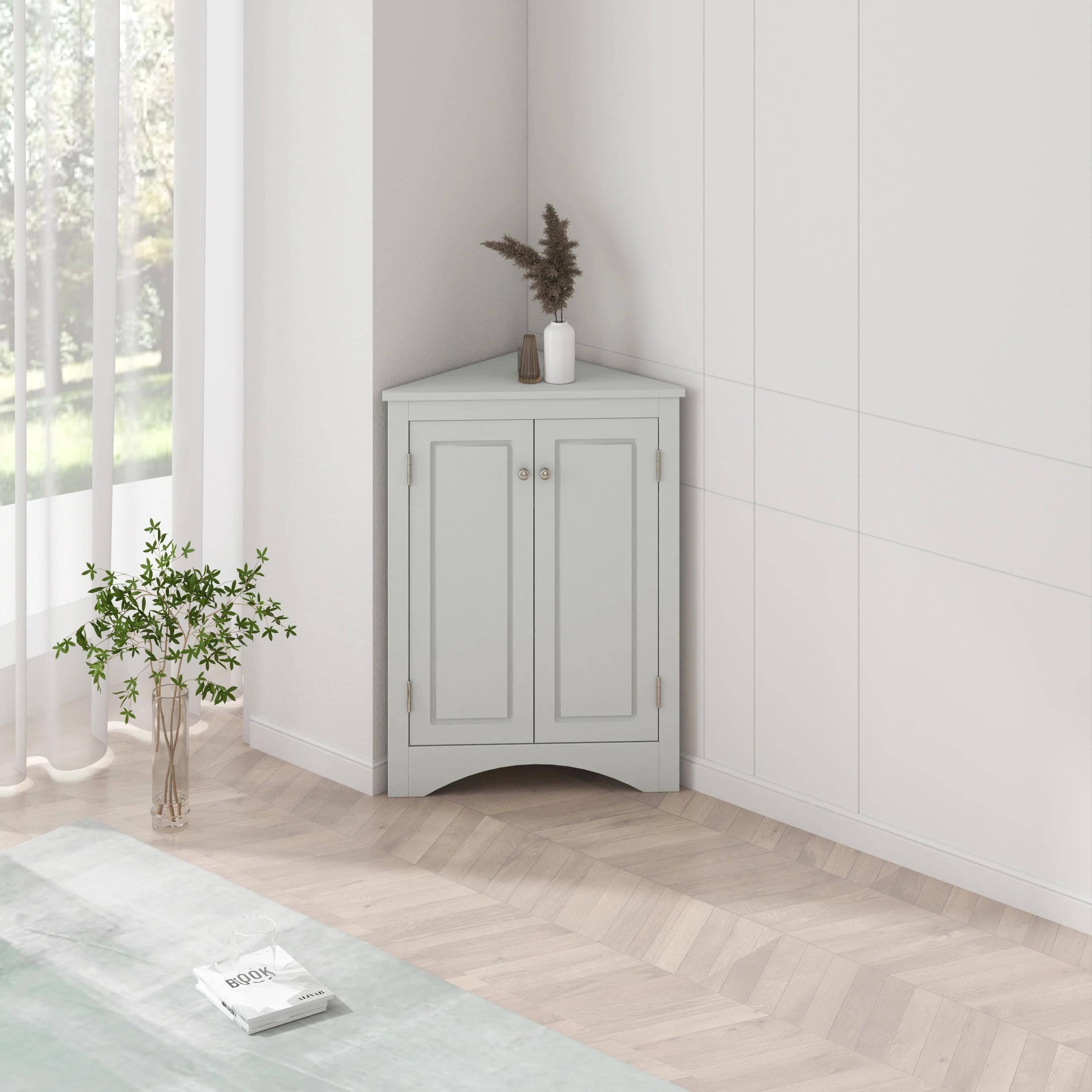 Triangle Bathroom Storage Cabinet with Adjustable Shelves