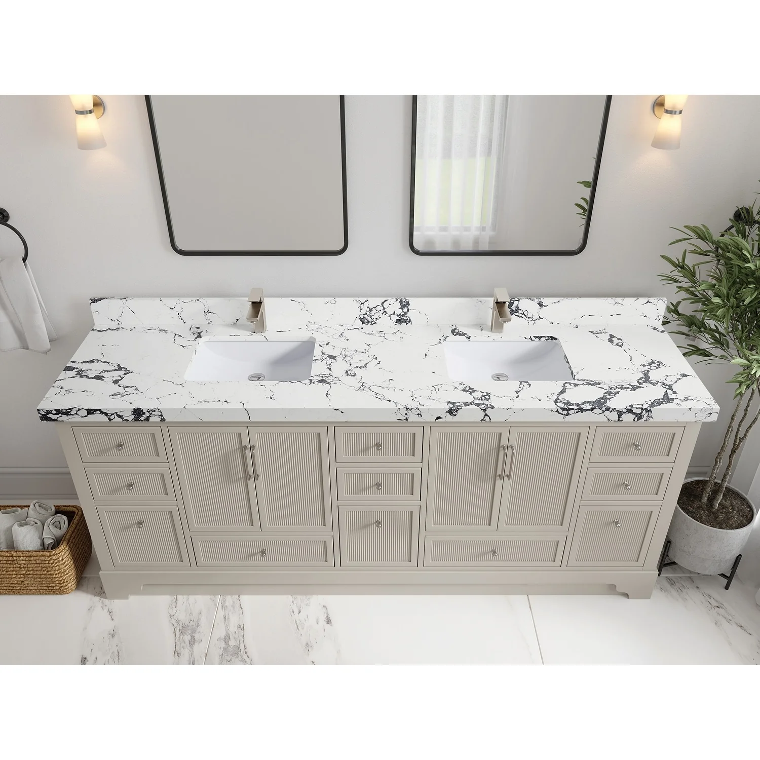 Willow Collections 84 in. W x 22 in. D Alys Double Bowl Sink Bathroom Vanity with Countertop