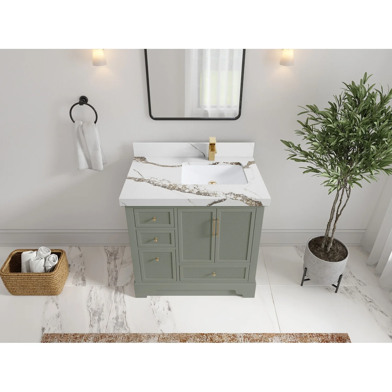 Willow Collections 36 in. W x 22 in. D Alys Right Offset Sink Bathroom Vanity with Countertop