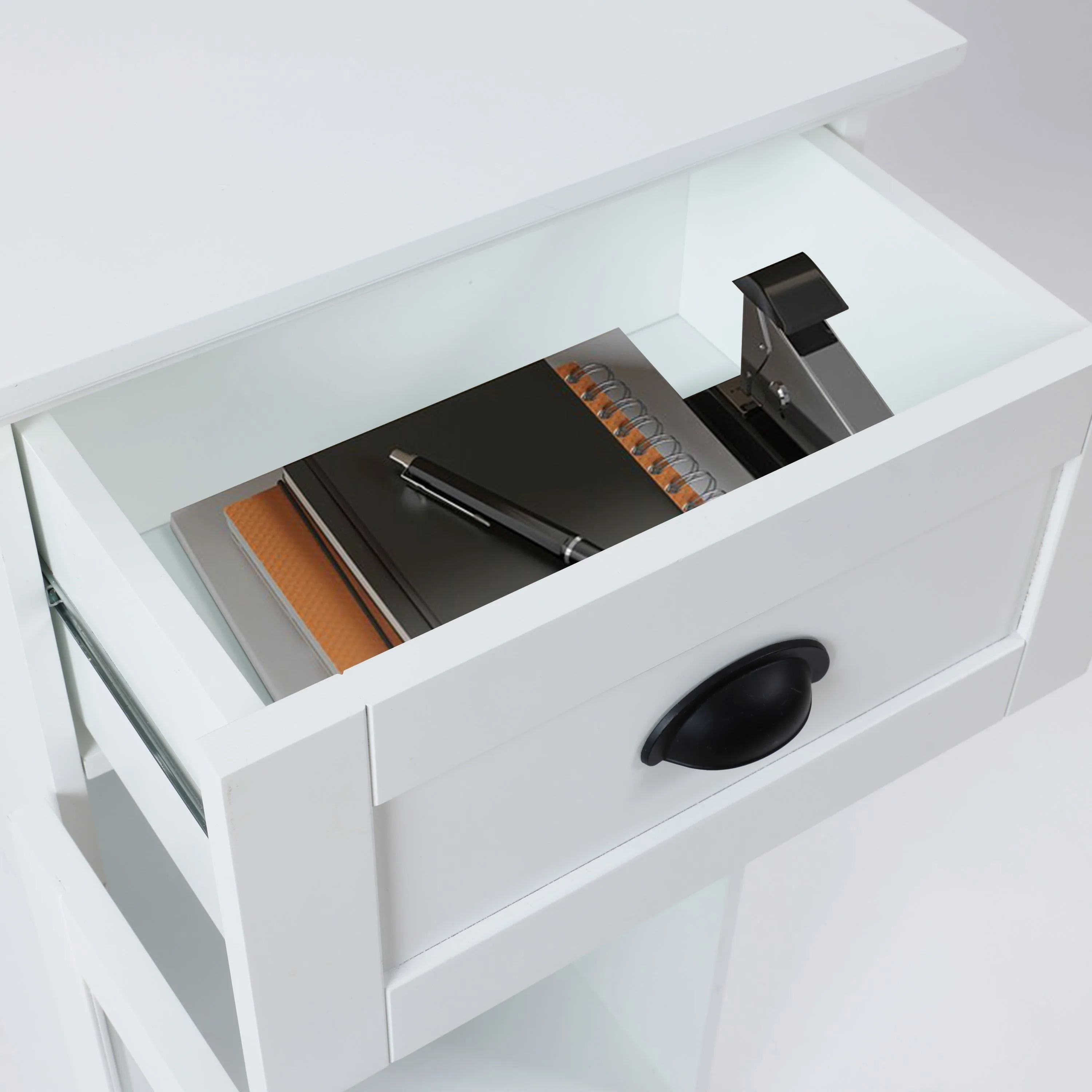 White MDF Wood Slim Bathroom Storage Cabinet and End Table - 37