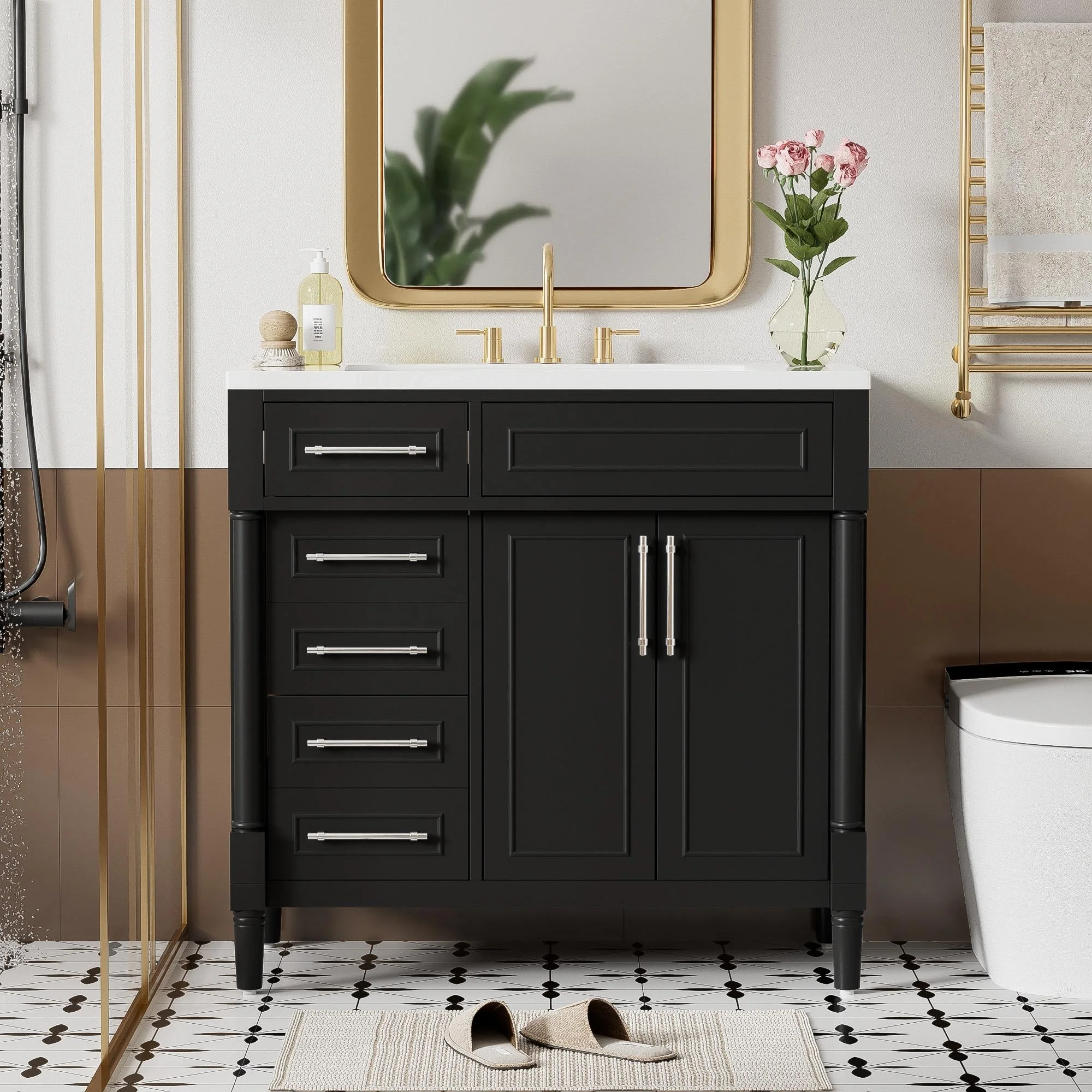 36'' Bathroom Vanity with Top Resin Sink