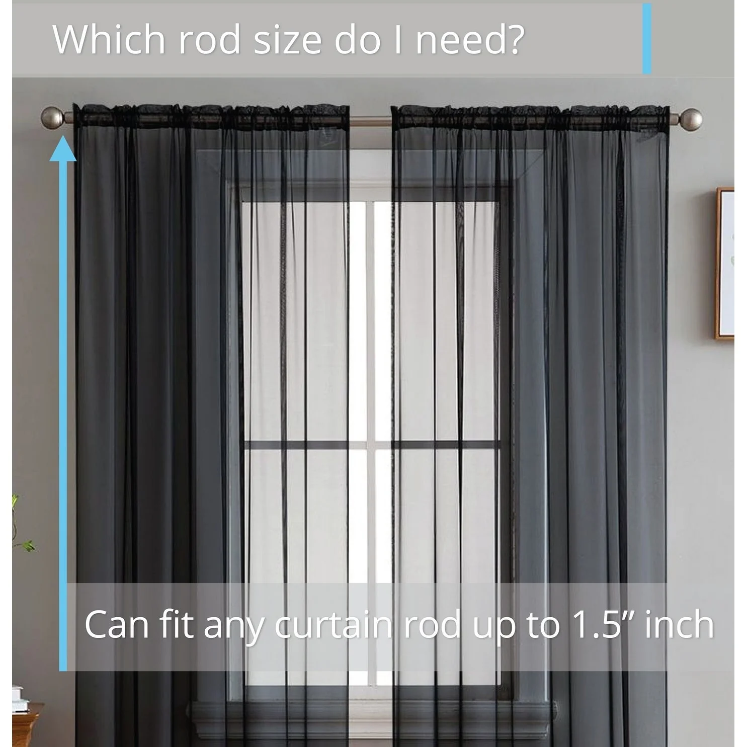 HLC.me Geneva Sheer Voile Window Treatment Rod Pocket Curtain Panels Bedroom and Living Room (Set of 4)