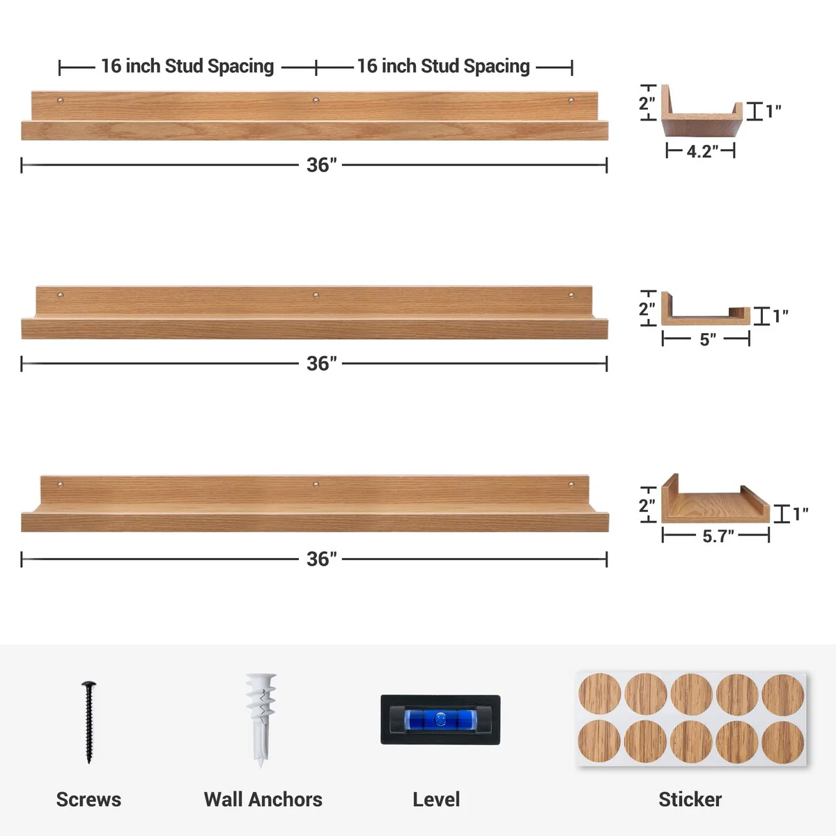 Picture Ledge Shelf, Floating Shelves Wall Mounted Set of 3