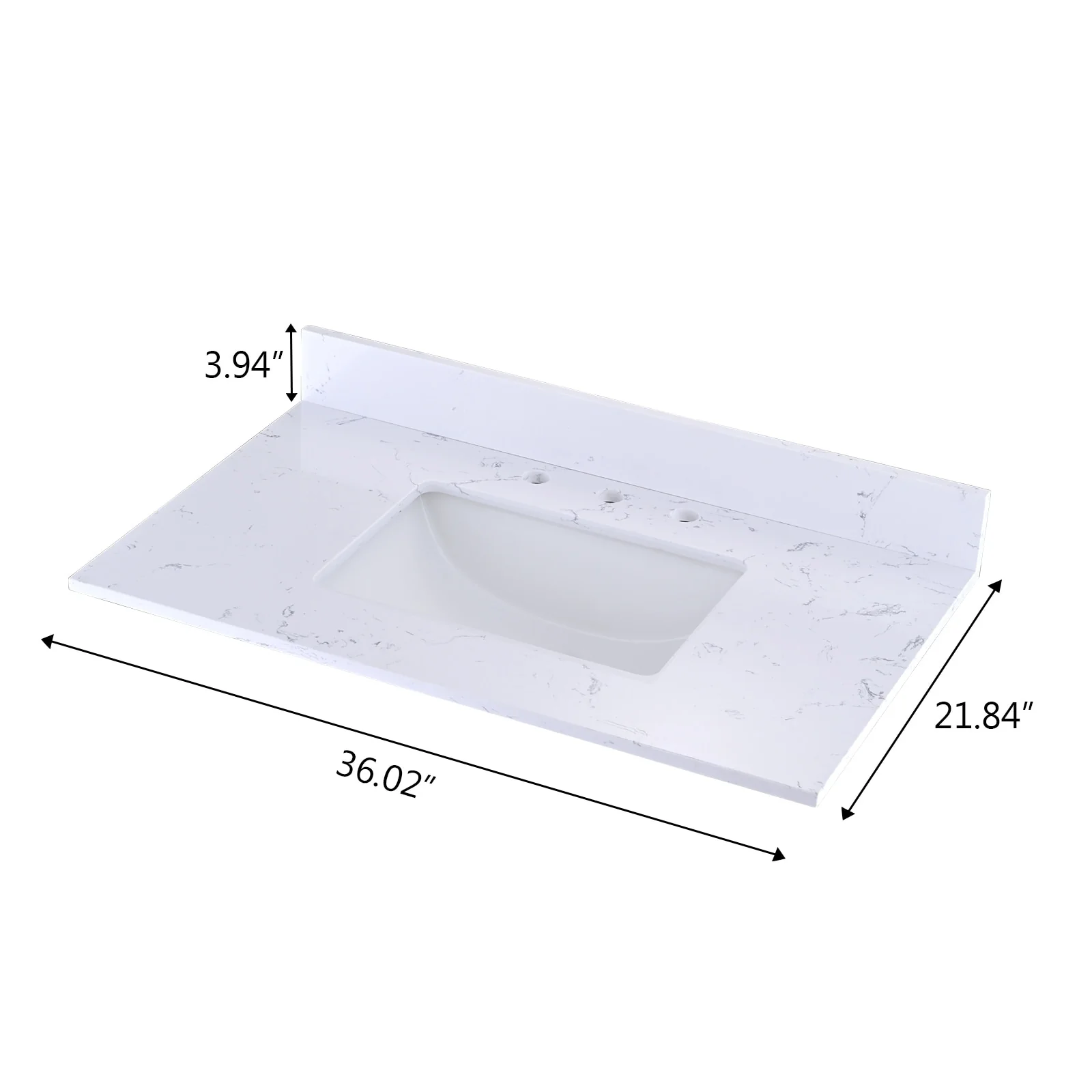 PROOX Bath Cultured Marble Vanity Top Undermount Rectangle Sink Backsplash Included