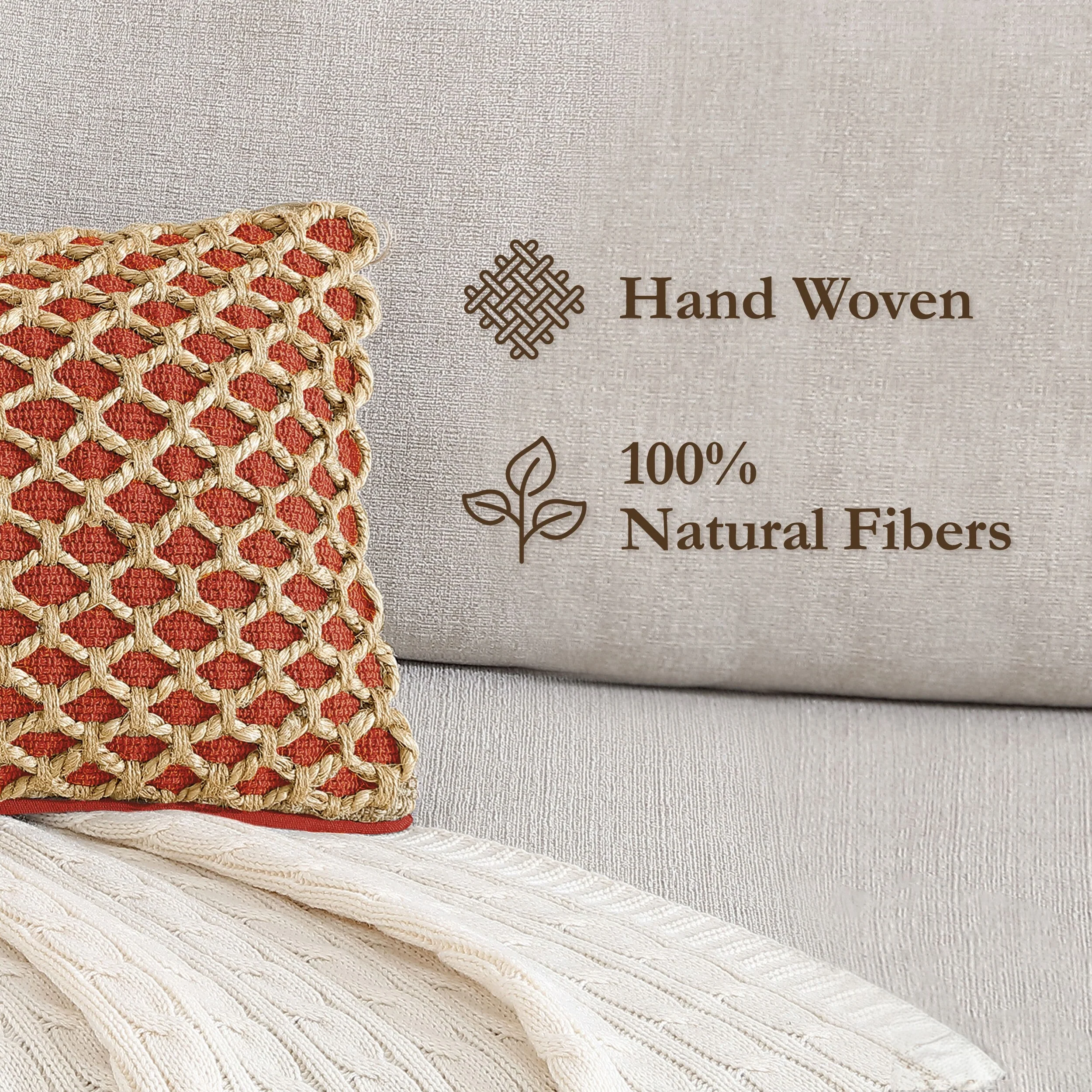 Boho Living Jada Braided Cotton/Jute Throw Pillow Covers