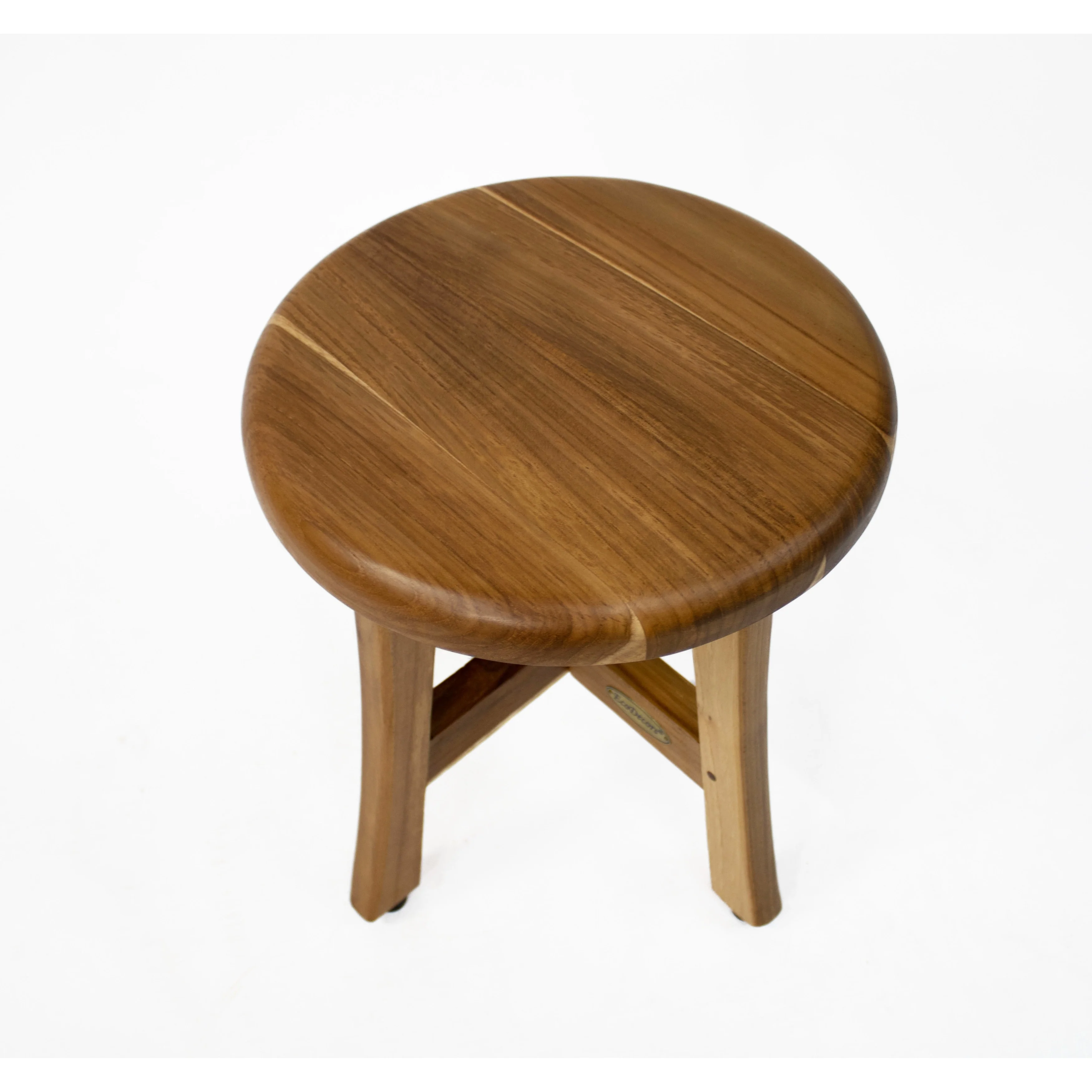 EcoDecors Shoji 13.5in Teak Wood Round Compact Shaving Shower Foot Stool - 11.5