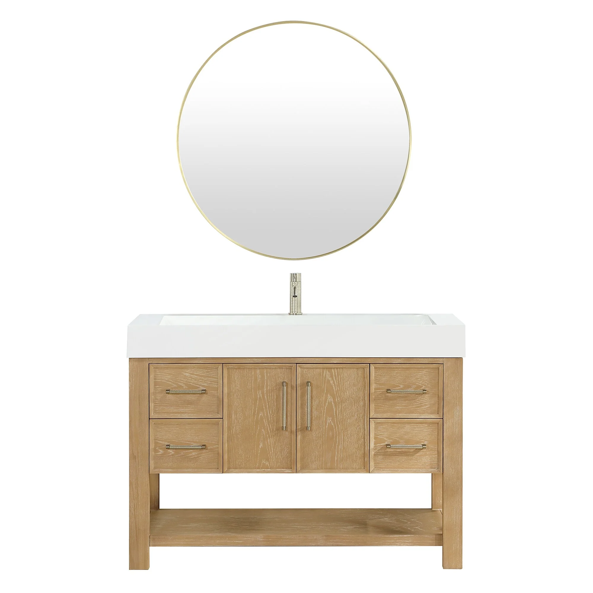 Vera Bath Vanity with Integrated Stone Sink Top and Mirror